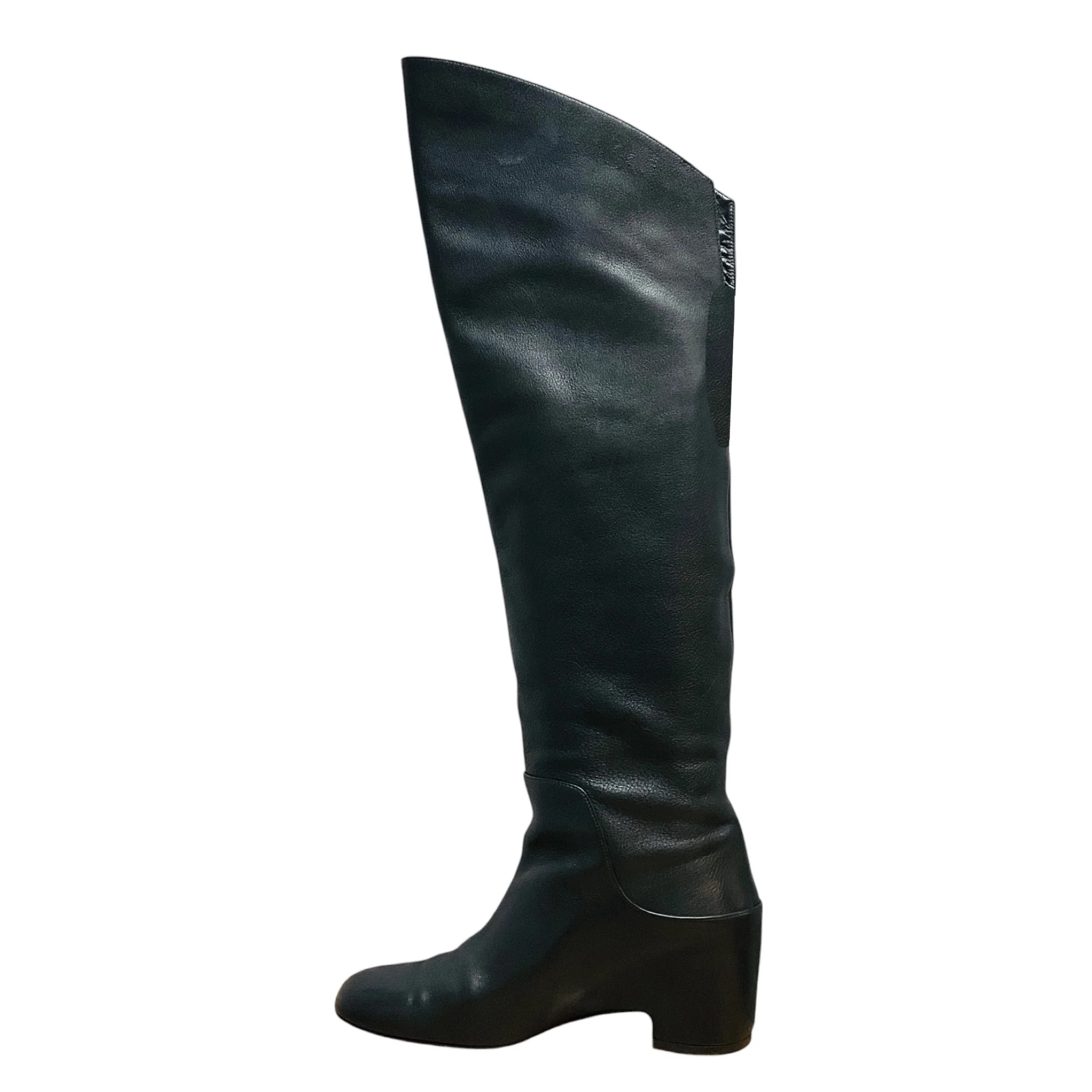 Christian Louboutin Black Tall Leather Flat Boots - Image 3