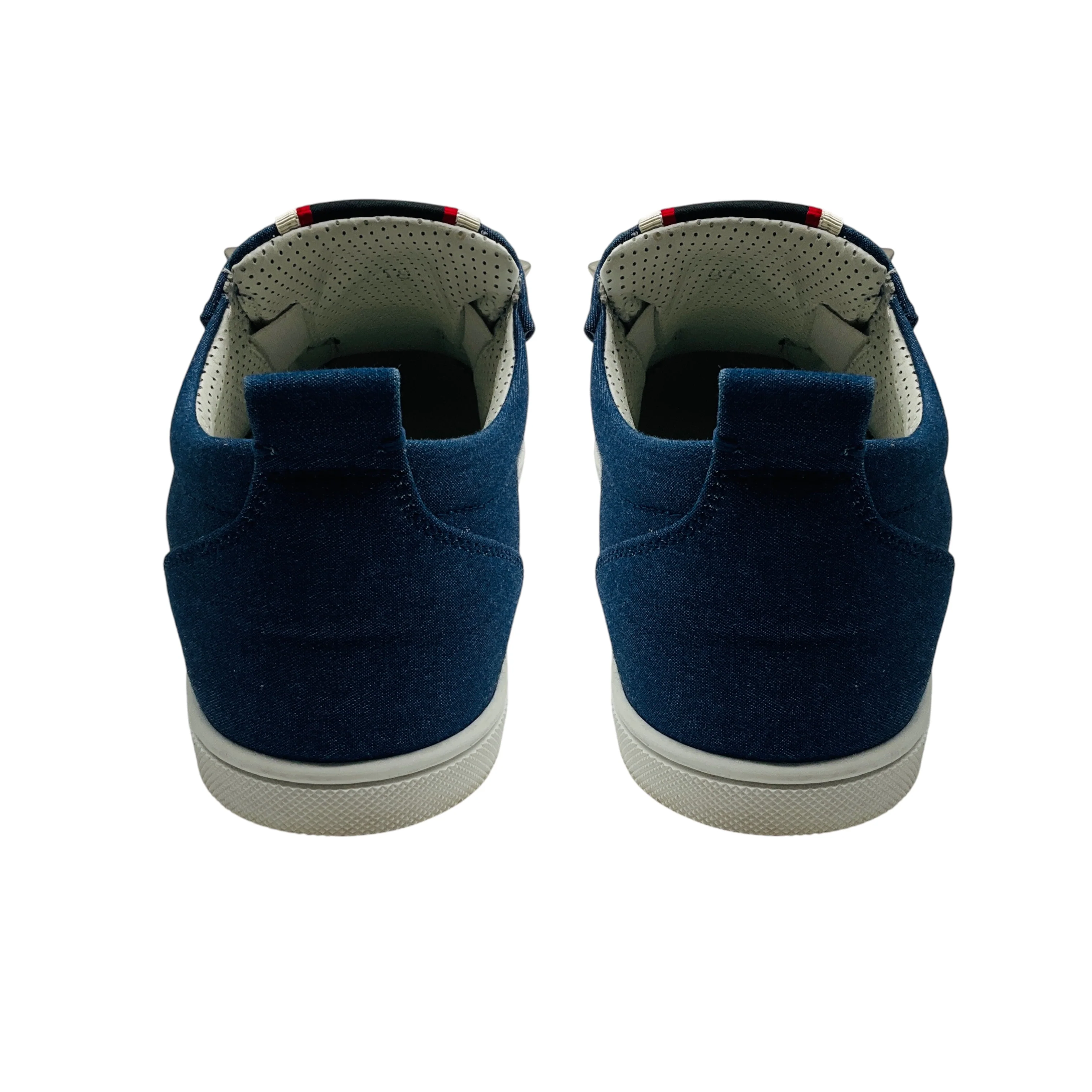 Christian Louboutin Blue Fique a Vontade Denim Spike Sneakers - Image 5