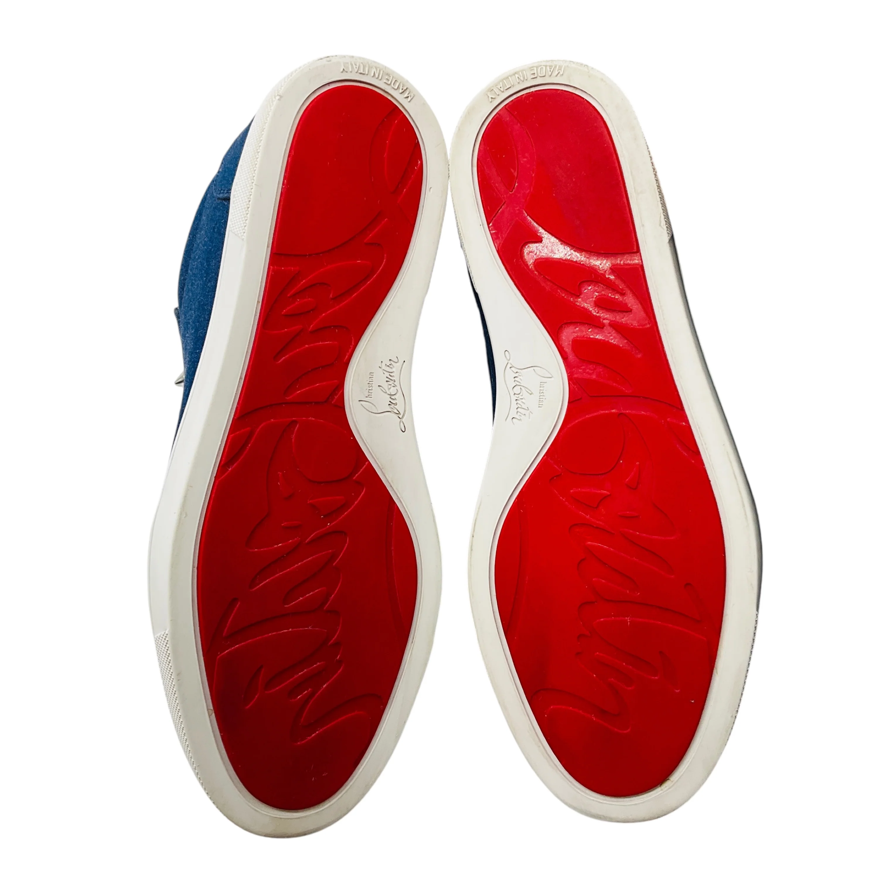 Christian Louboutin Blue Fique a Vontade Denim Spike Sneakers - Image 6