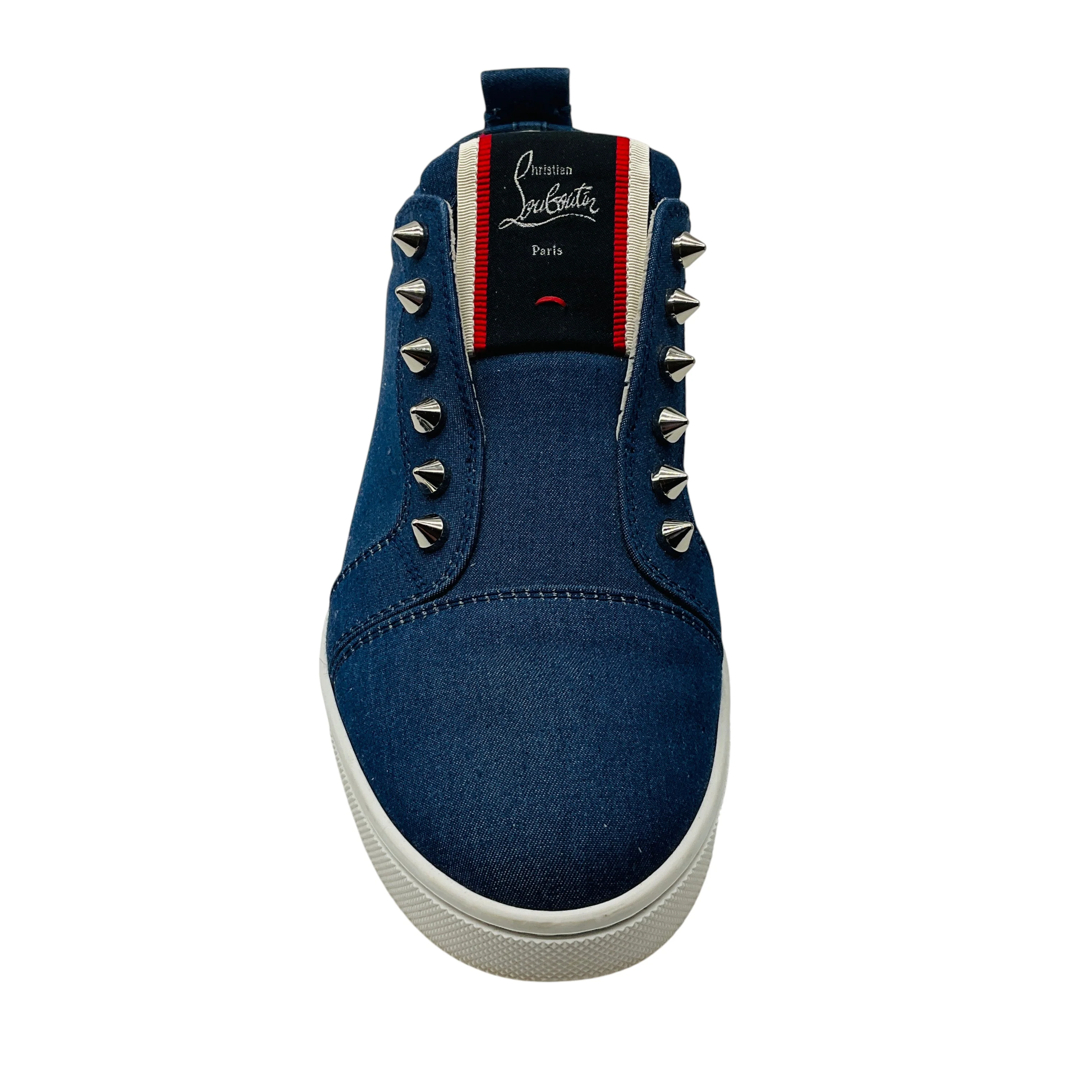 Christian Louboutin Blue Fique a Vontade Denim Spike Sneakers - Image 7