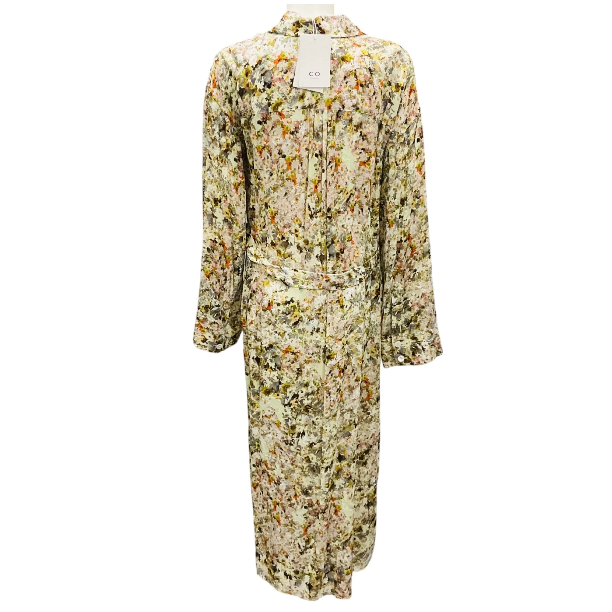 Co Light Green Multi Printed Midi Shirtdress with Belt - Image 3