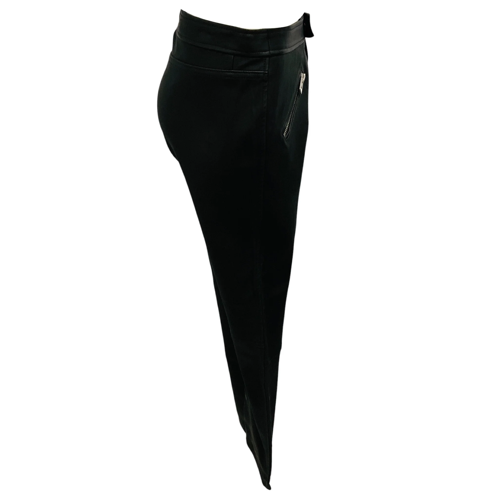 Coach Black Zip Pocket Leather Pants - Image 2