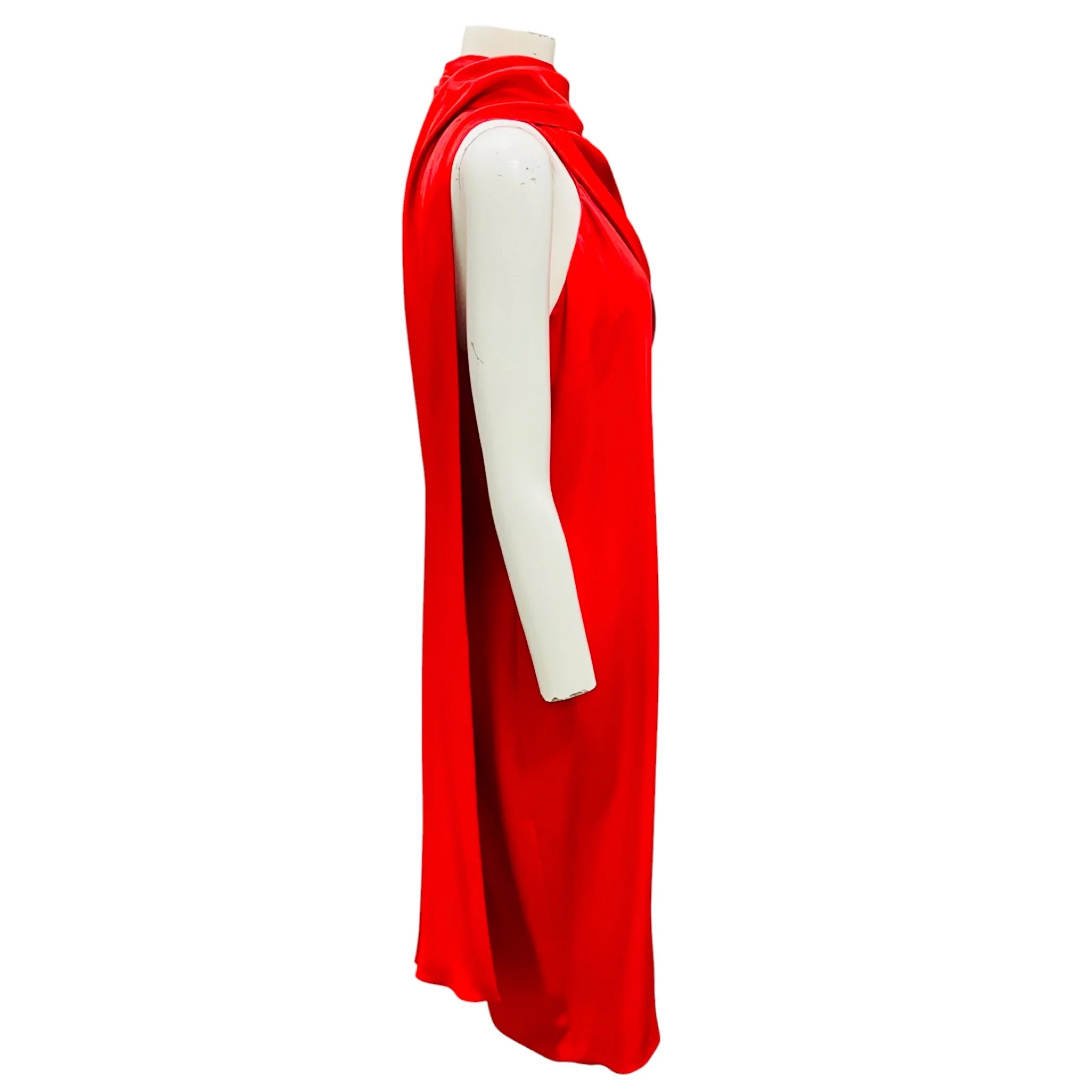 Cushnie Red Sleeveless Silk Midi Cocktail Dress - Image 2