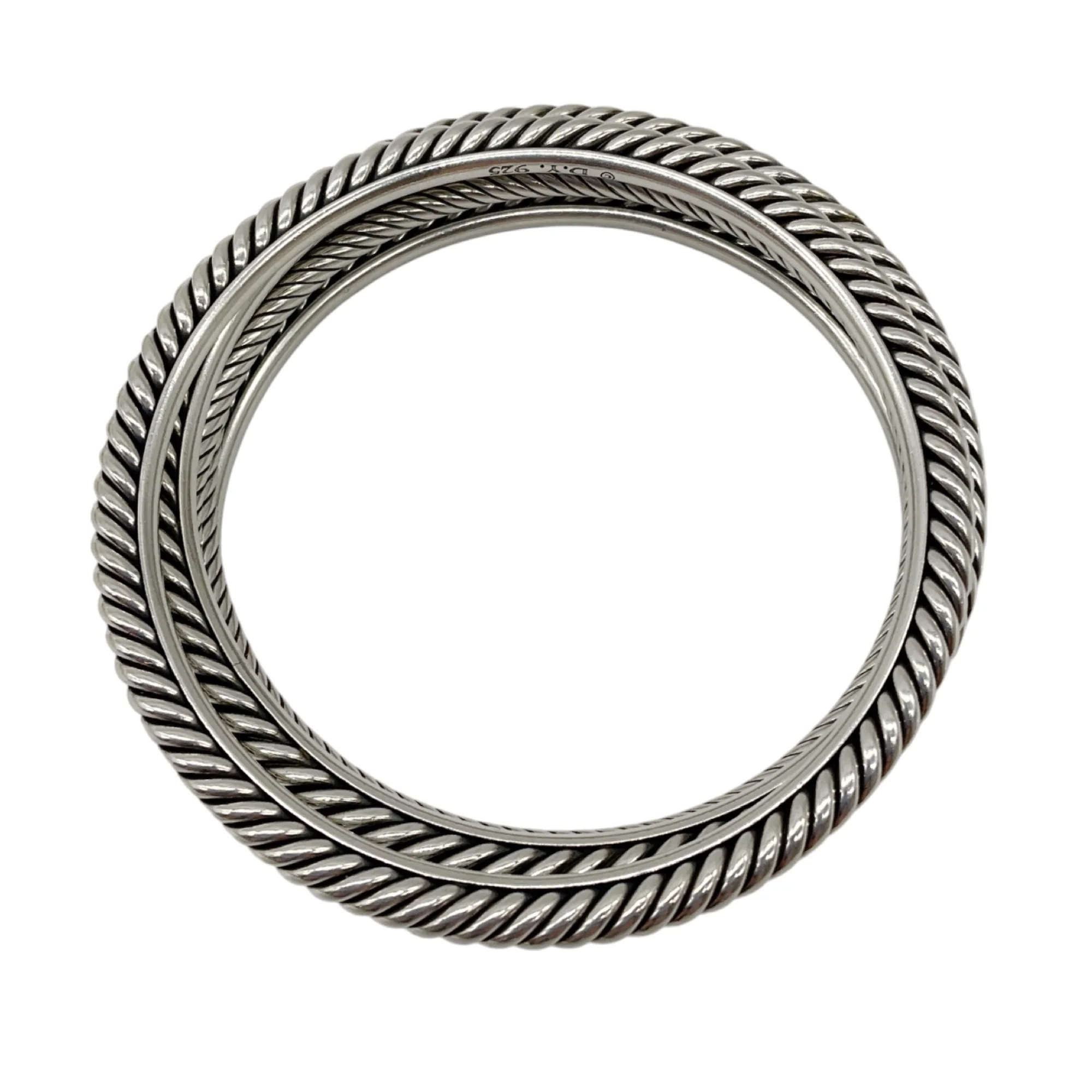 David Yurman Sterling Silver Cable Bangle Bracelet (Set of 5) - Image 5