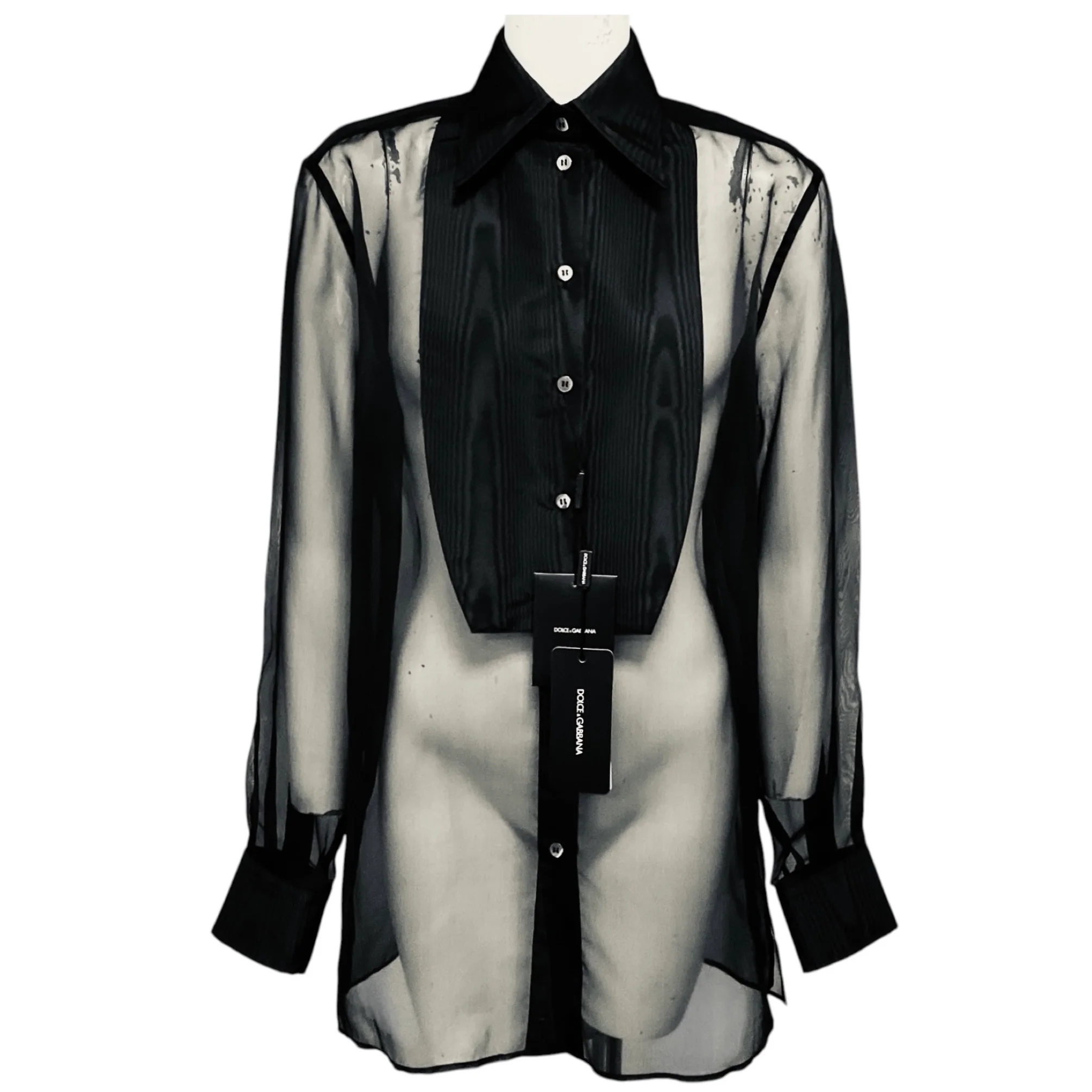 Dolce & Gabbana Black Sheer Silk Button Front Blouse