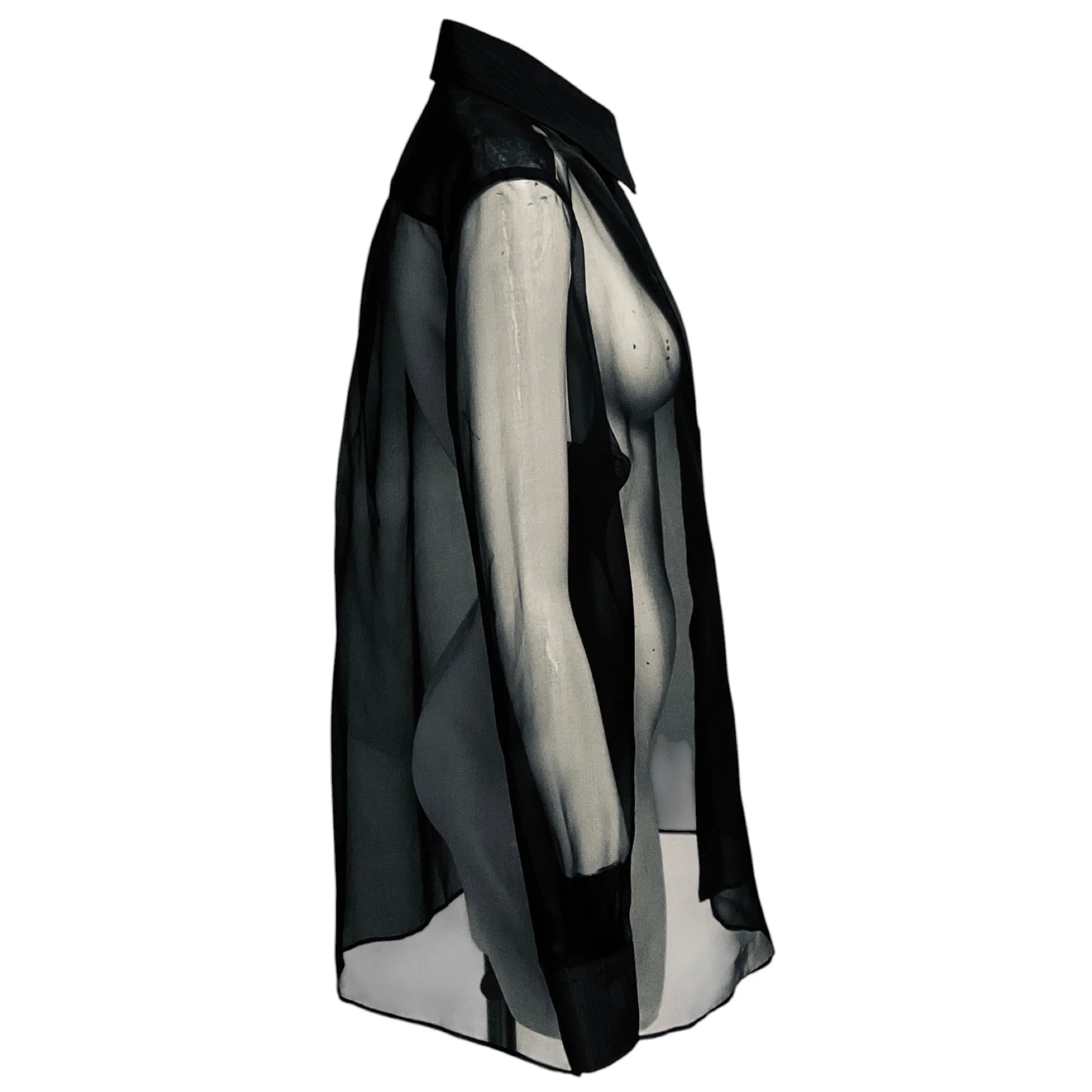 Dolce & Gabbana Black Sheer Silk Button Front Blouse - Image 2