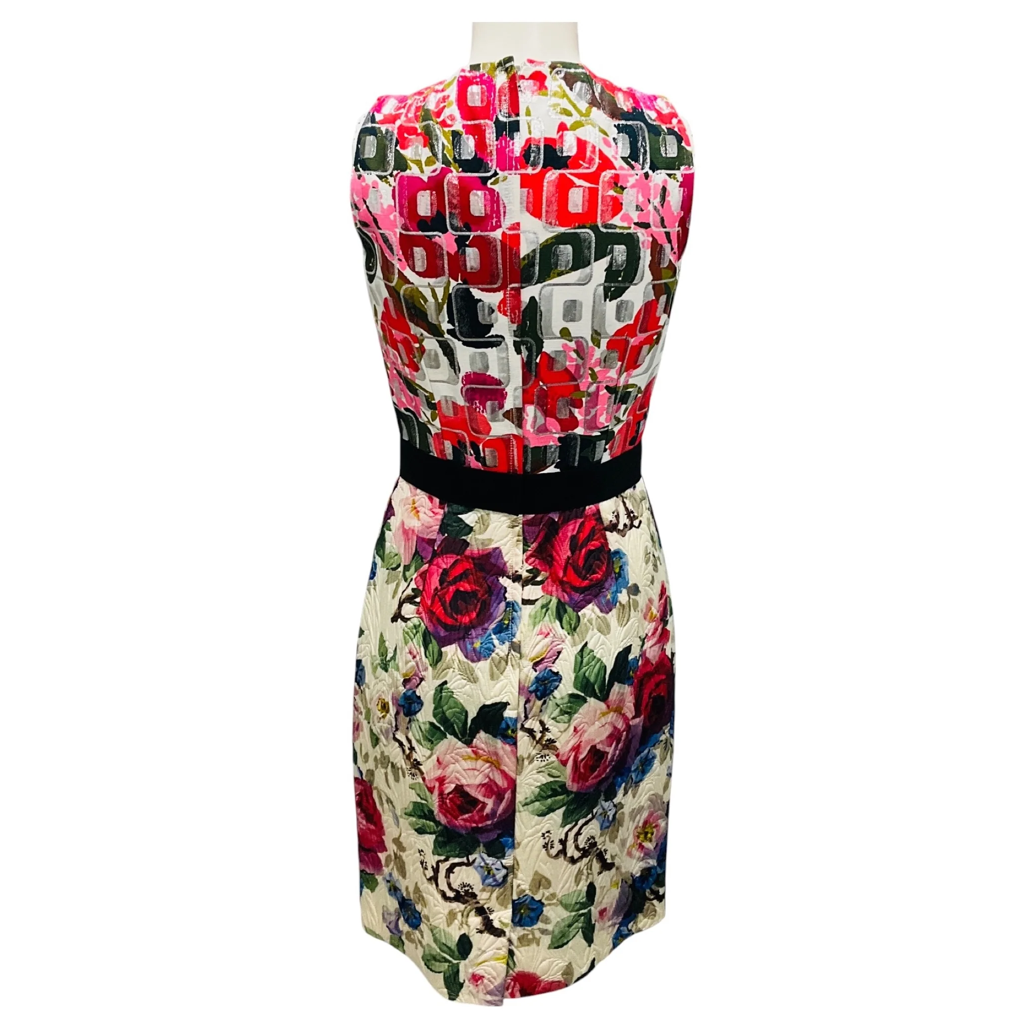 Dolce & Gabbana Ivory / Pink Multi Floral Metallic Cocktail Dress - Image 3