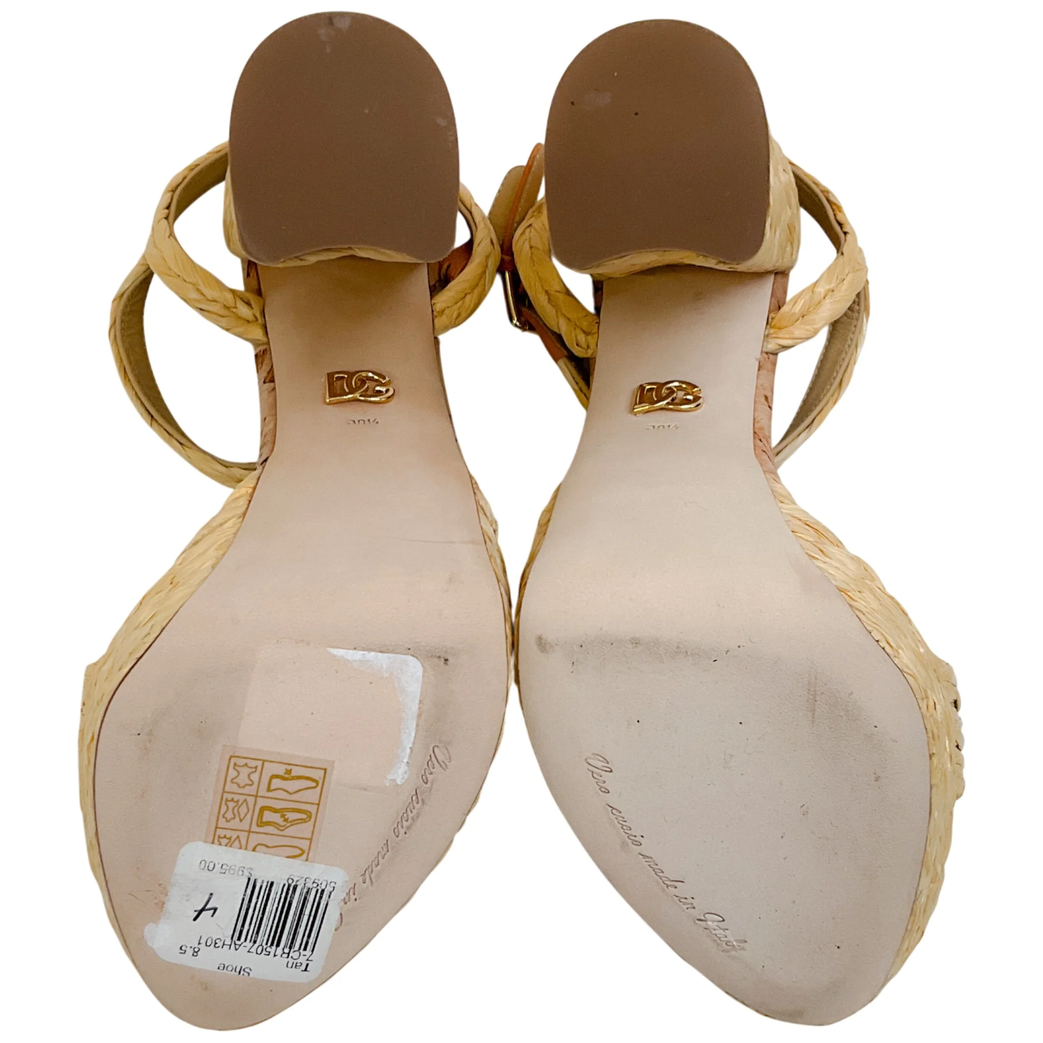 Dolce & Gabbana Natural Raffia Platform Sandals - Image 7
