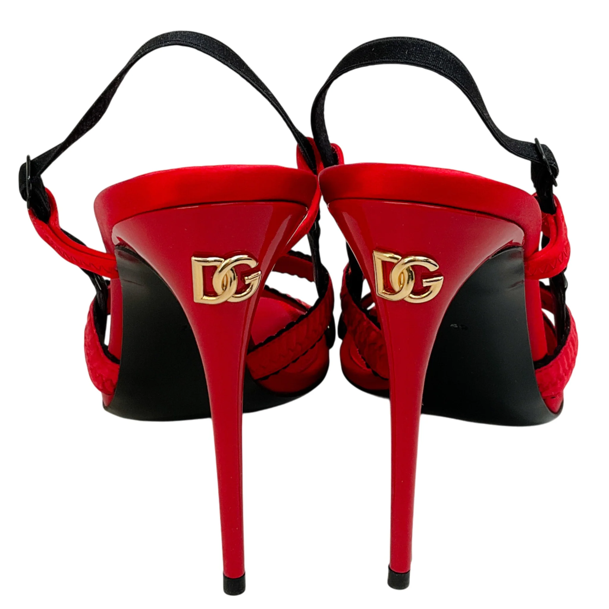 Dolce & Gabbana Red / Black Criss Cross Corset Sandals - Image 5