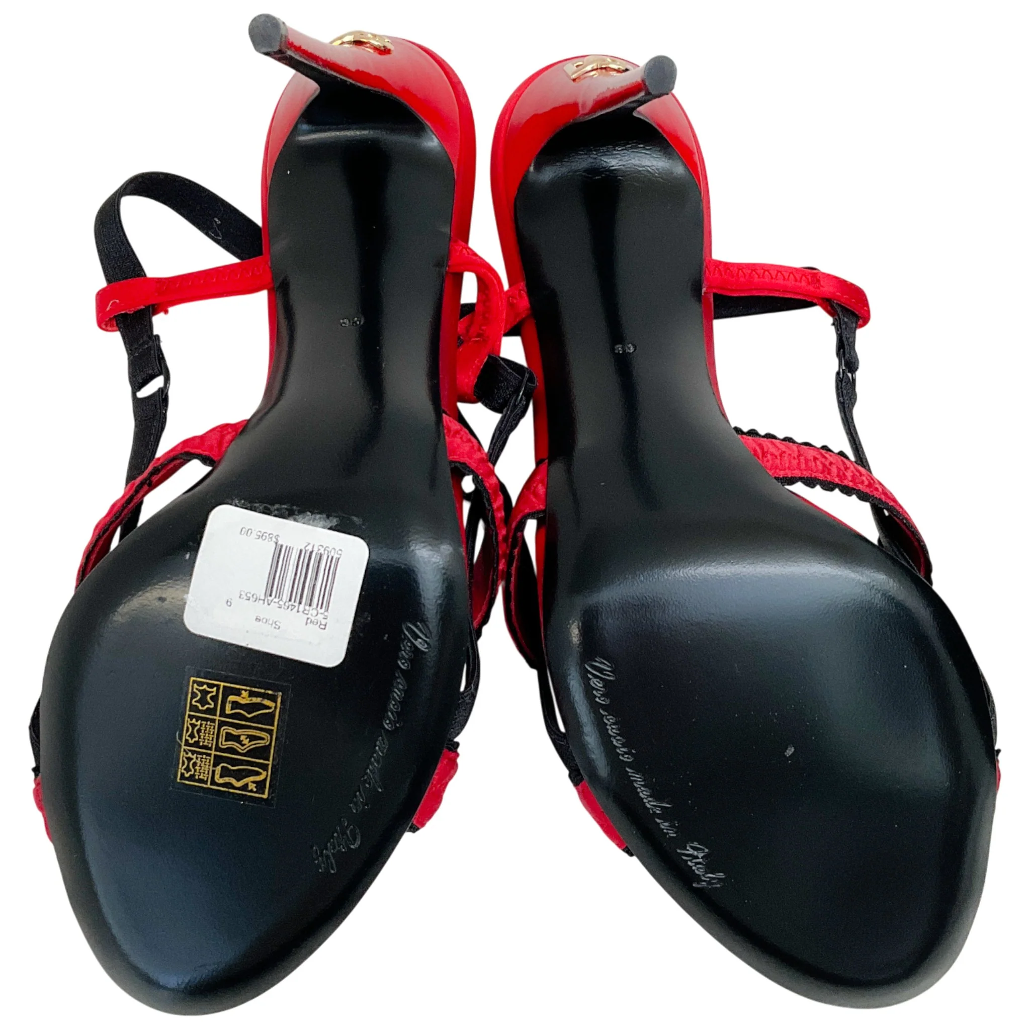 Dolce & Gabbana Red / Black Criss Cross Corset Sandals - Image 7