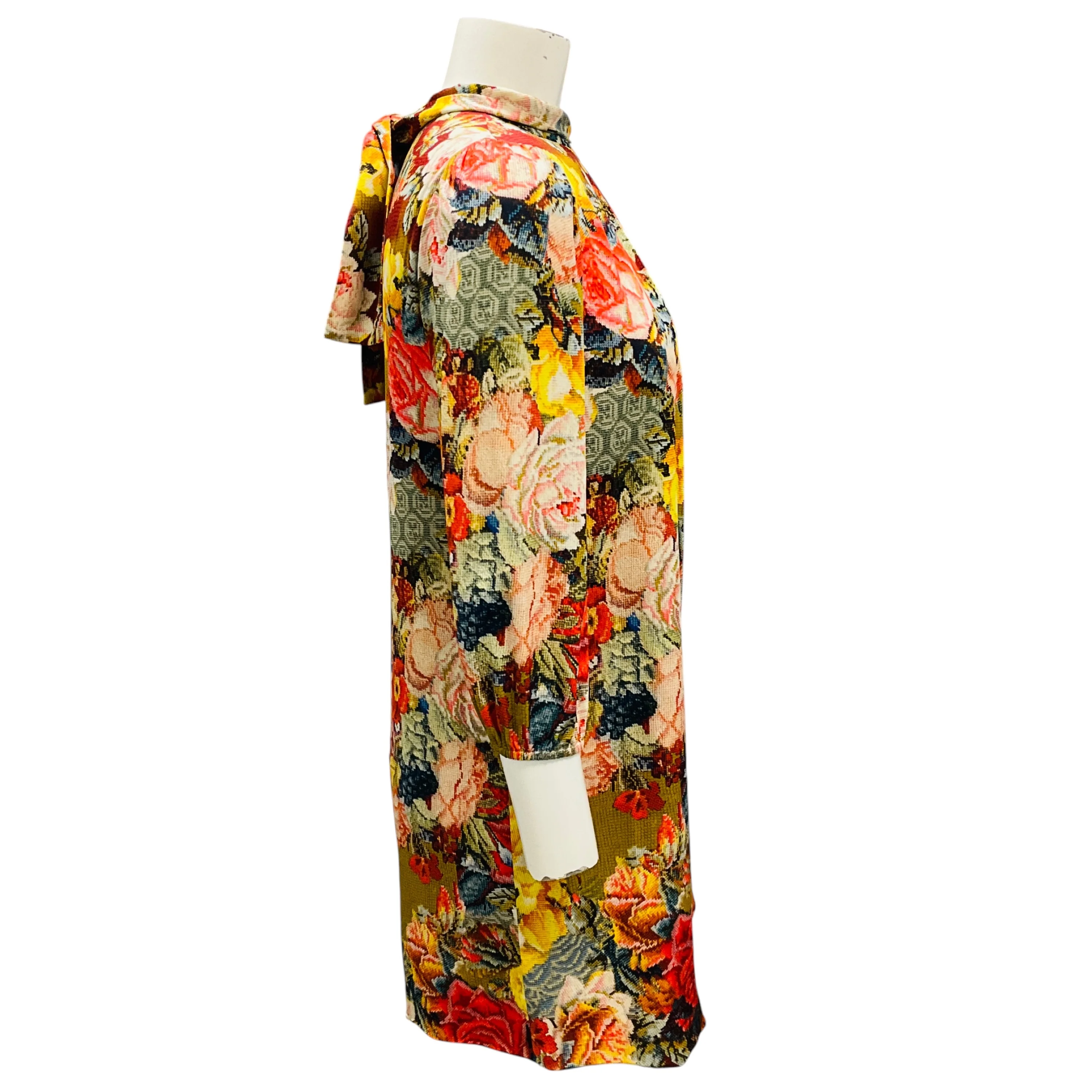 Dolce & Gabbana Red / Gold Multi Floral Silk Mini Dress - Image 2