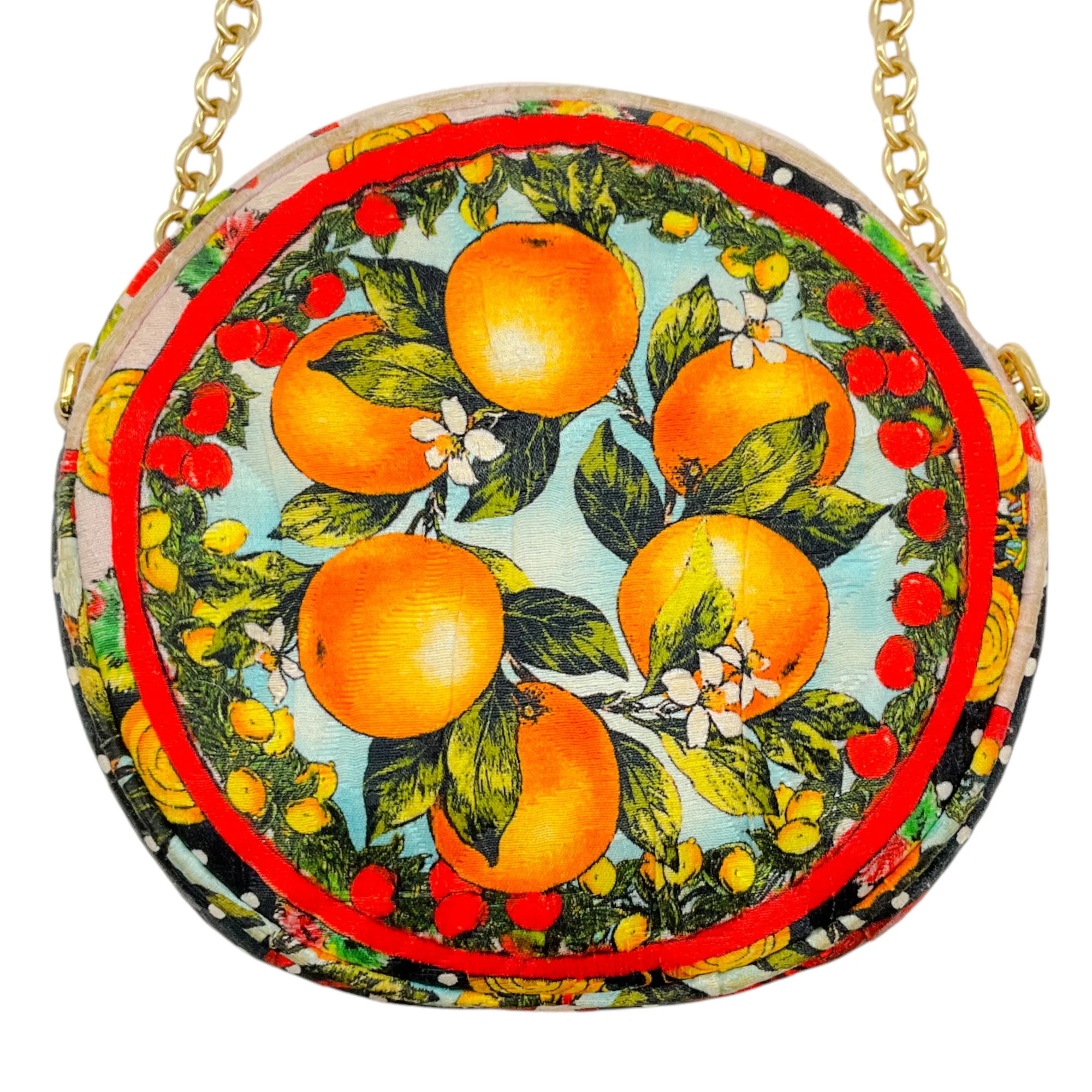 Dolce & Gabbana Red Multi Floral Miss Glam Round Crossbody Bag - Image 2