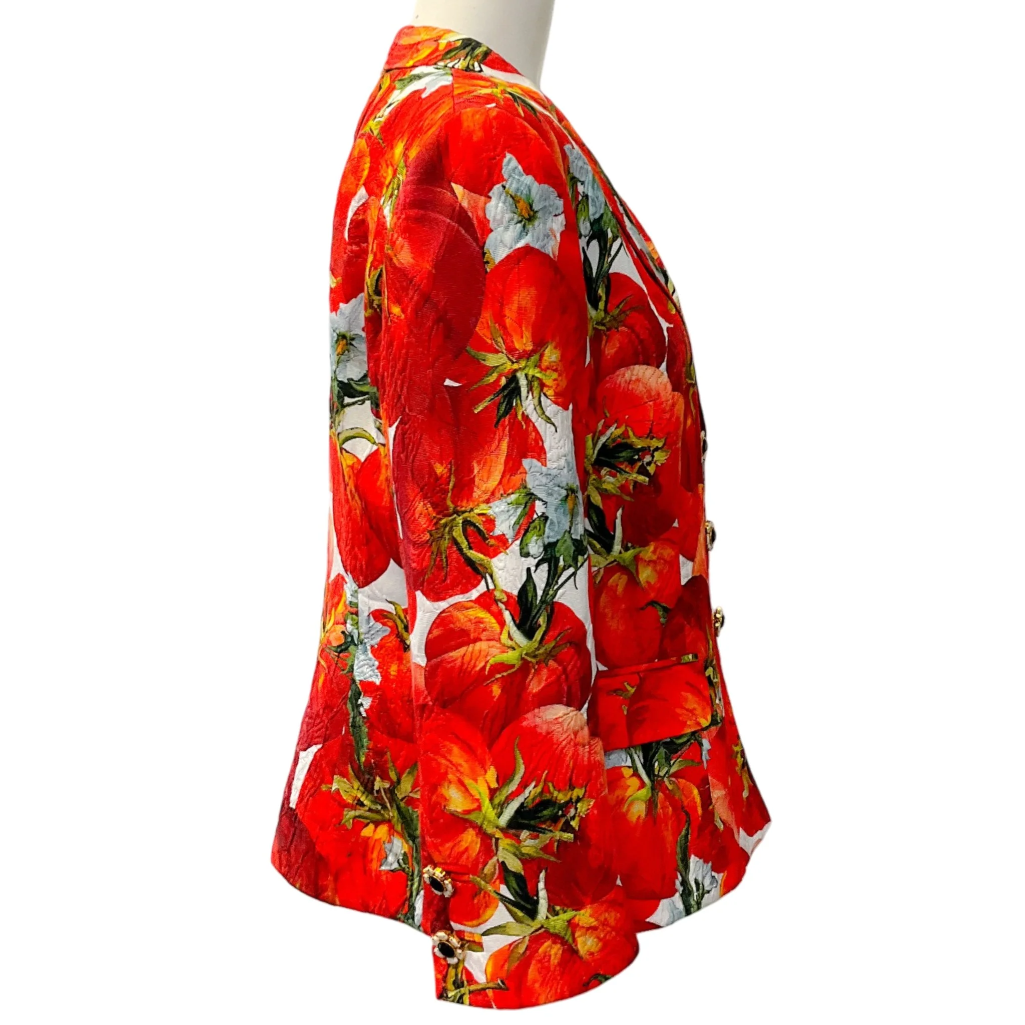 Dolce & Gabbana Red / White Jacquard Tomato Print Blazer - Image 2