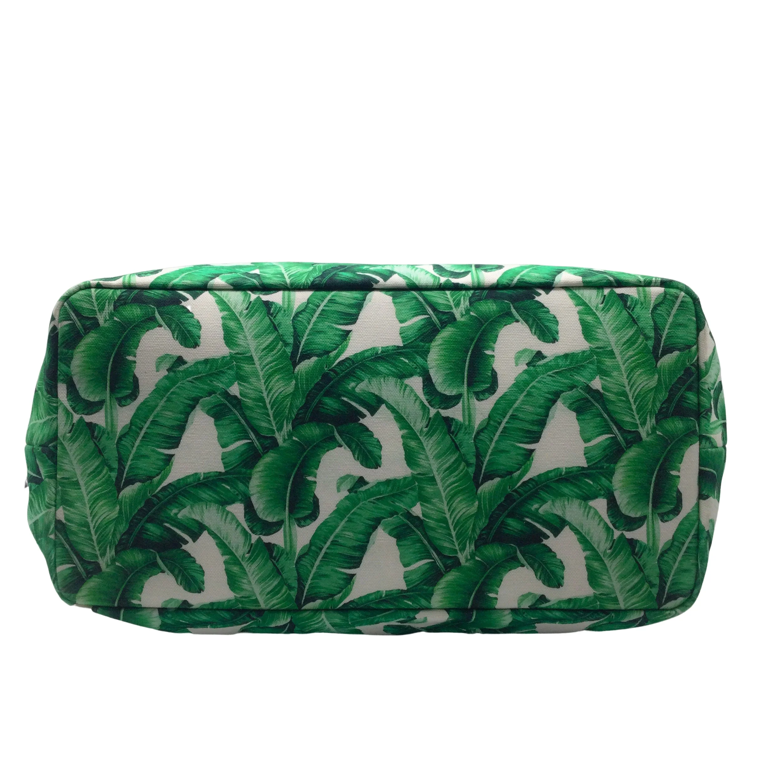 Dolce & Gabbana Shopping Beatrice Banana Leaf Print Green Canvas Tote - Image 4