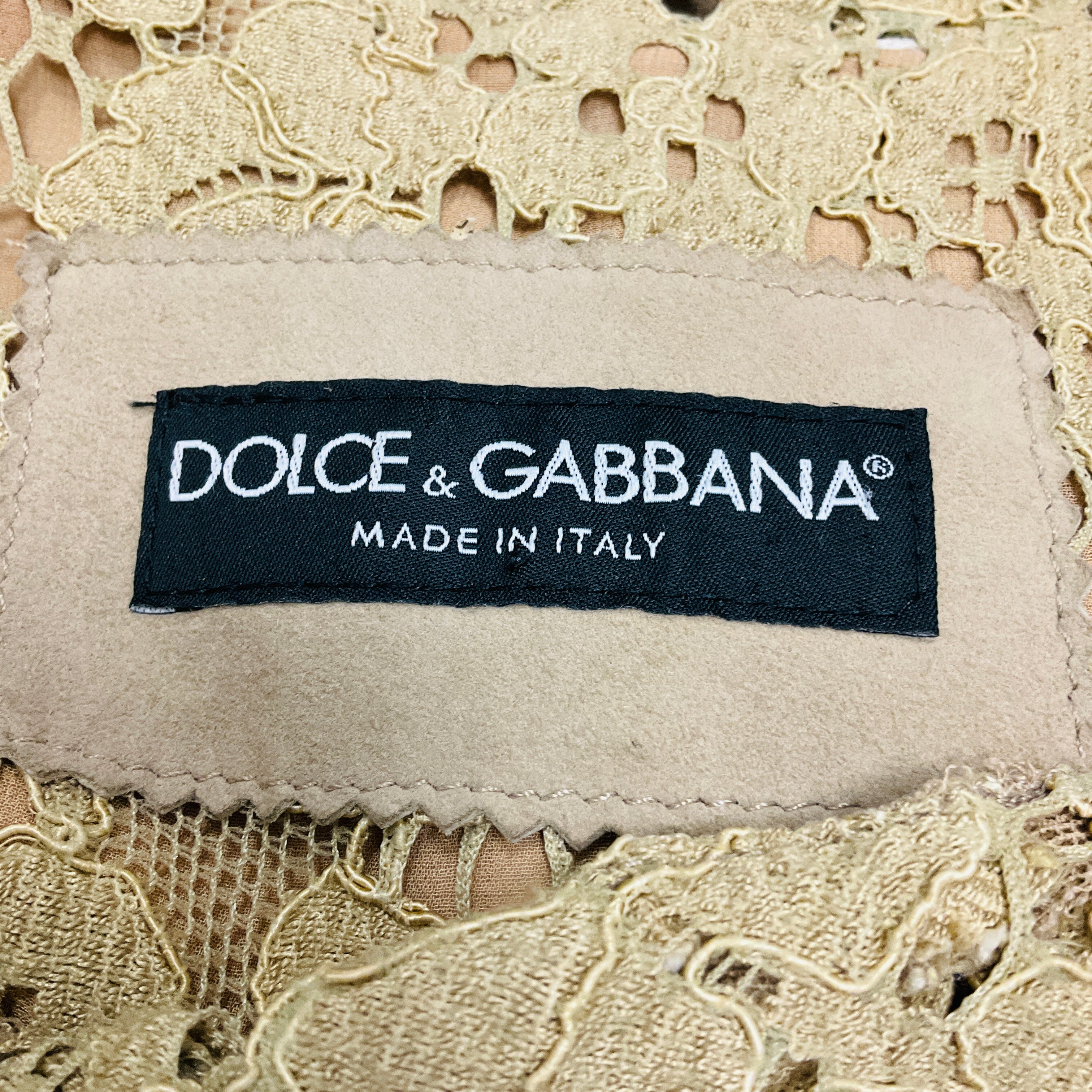 Dolce & Gabbana Tan Suede Goatskin Jacket with Lace Trim - Image 4