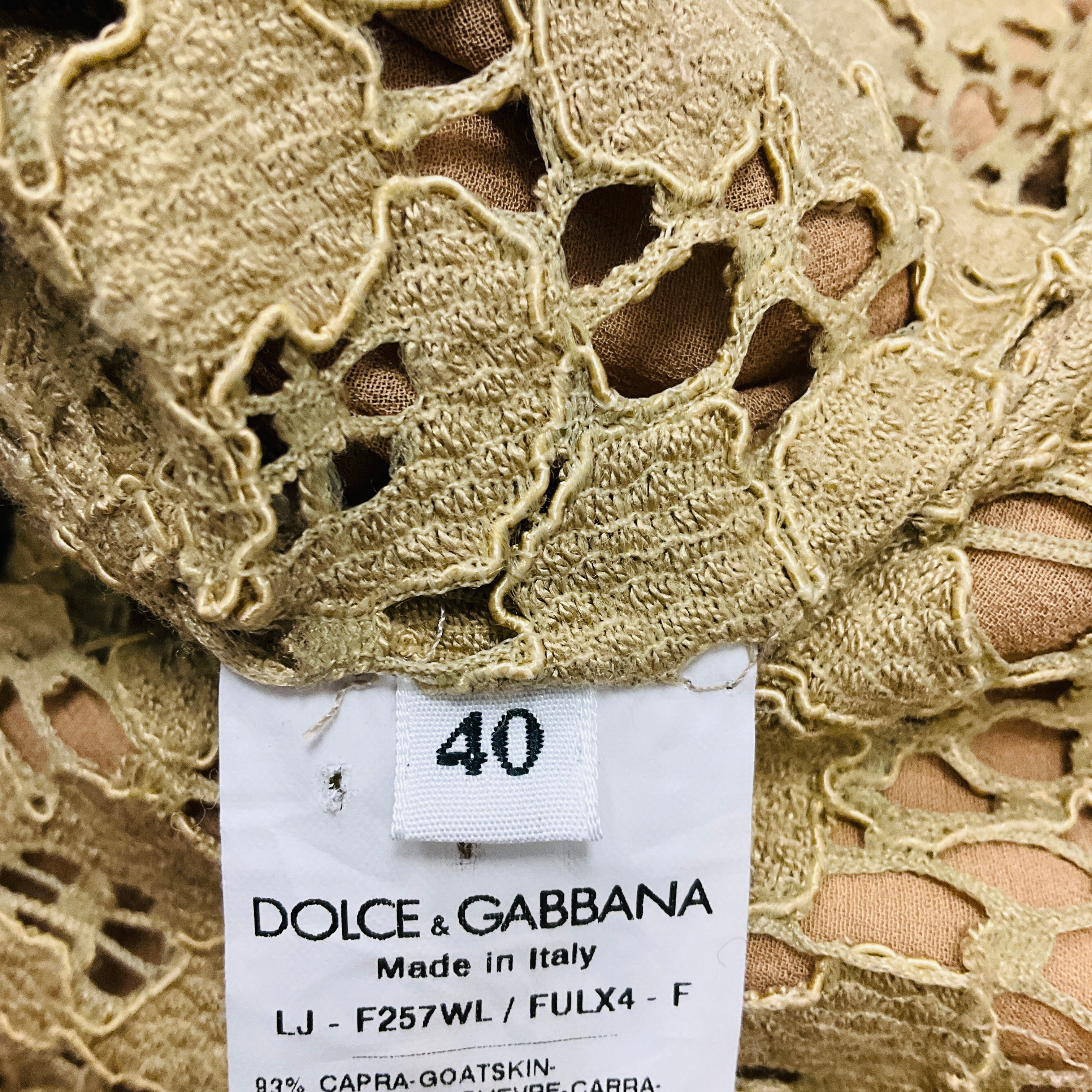 Dolce & Gabbana Tan Suede Goatskin Jacket with Lace Trim - Image 5