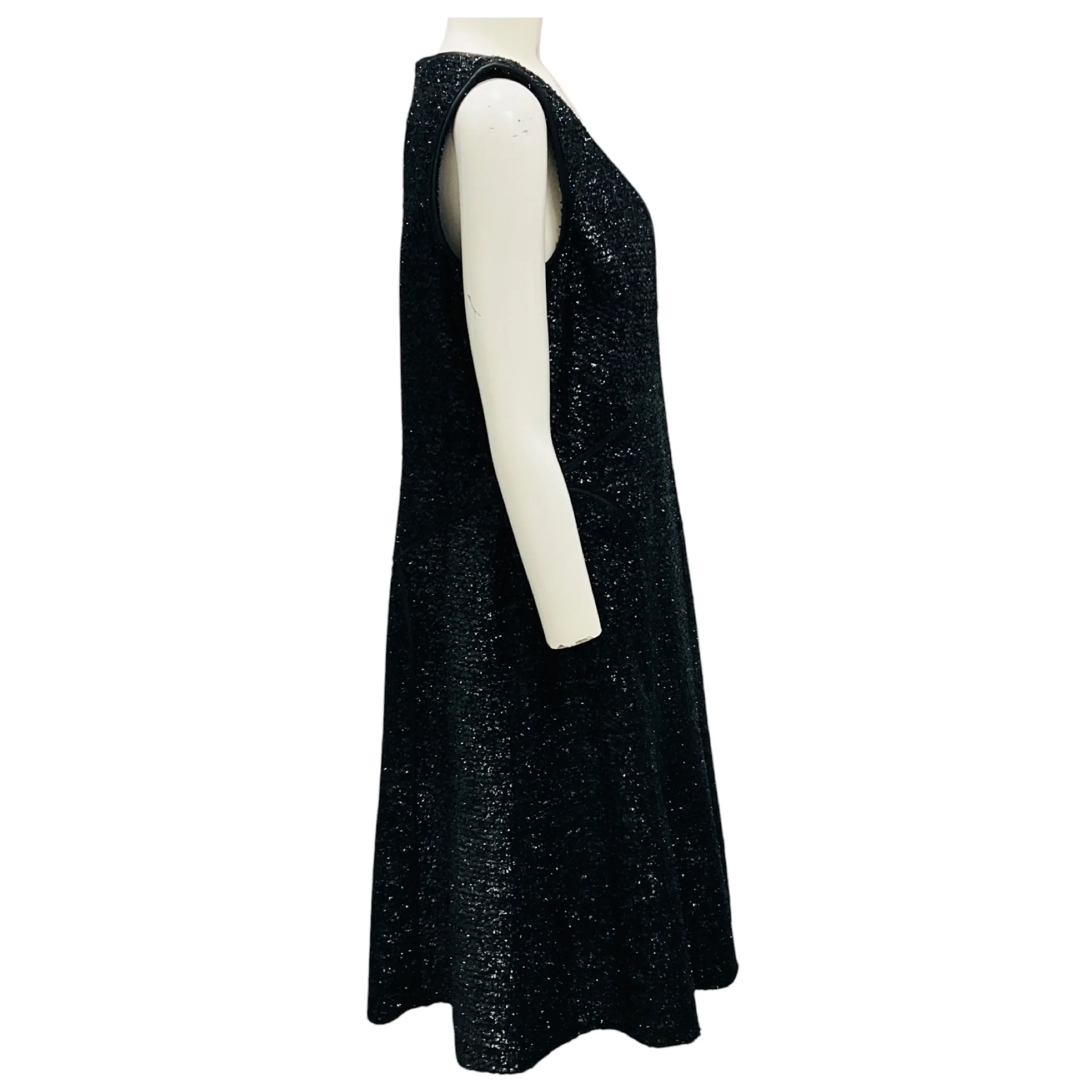 Douglas Hannant Black Shimmer Sleeveless V-Neck Cocktail Dress - Image 2