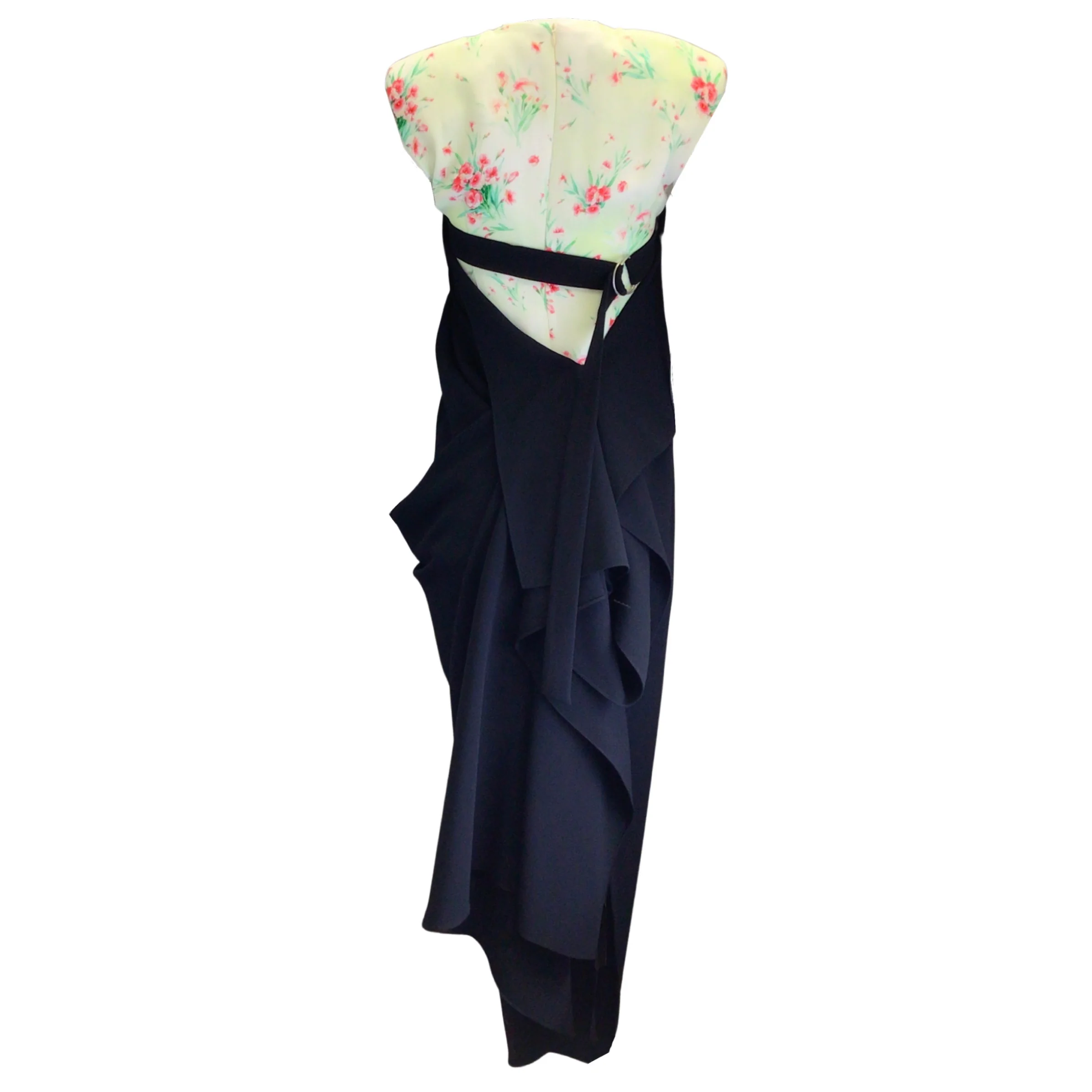 Dries van Noten Black / Light Green Multi Floral Printed Crepe Dress - Image 3