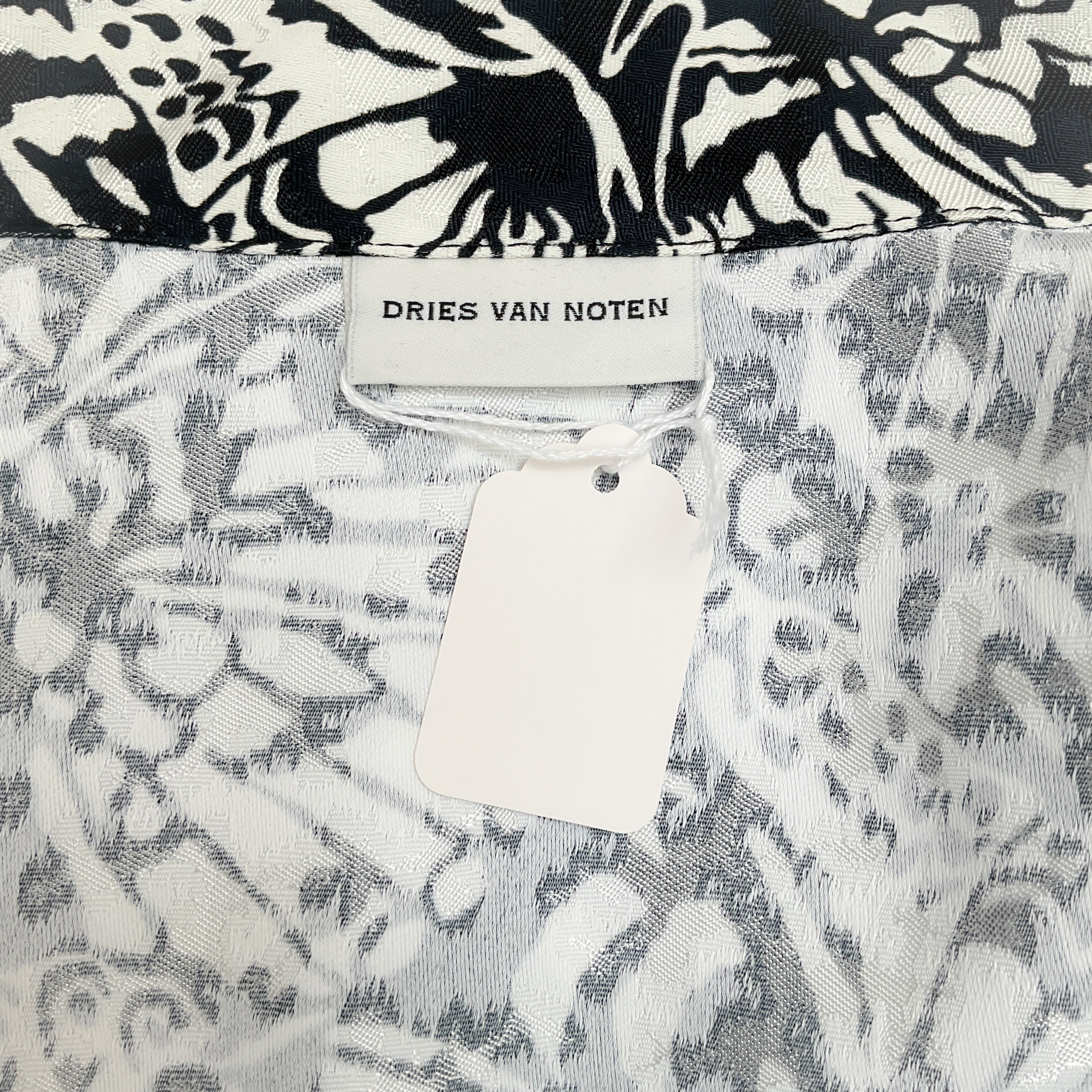 Dries van Noten Black / White Cherry Wrap Blouse - Image 4