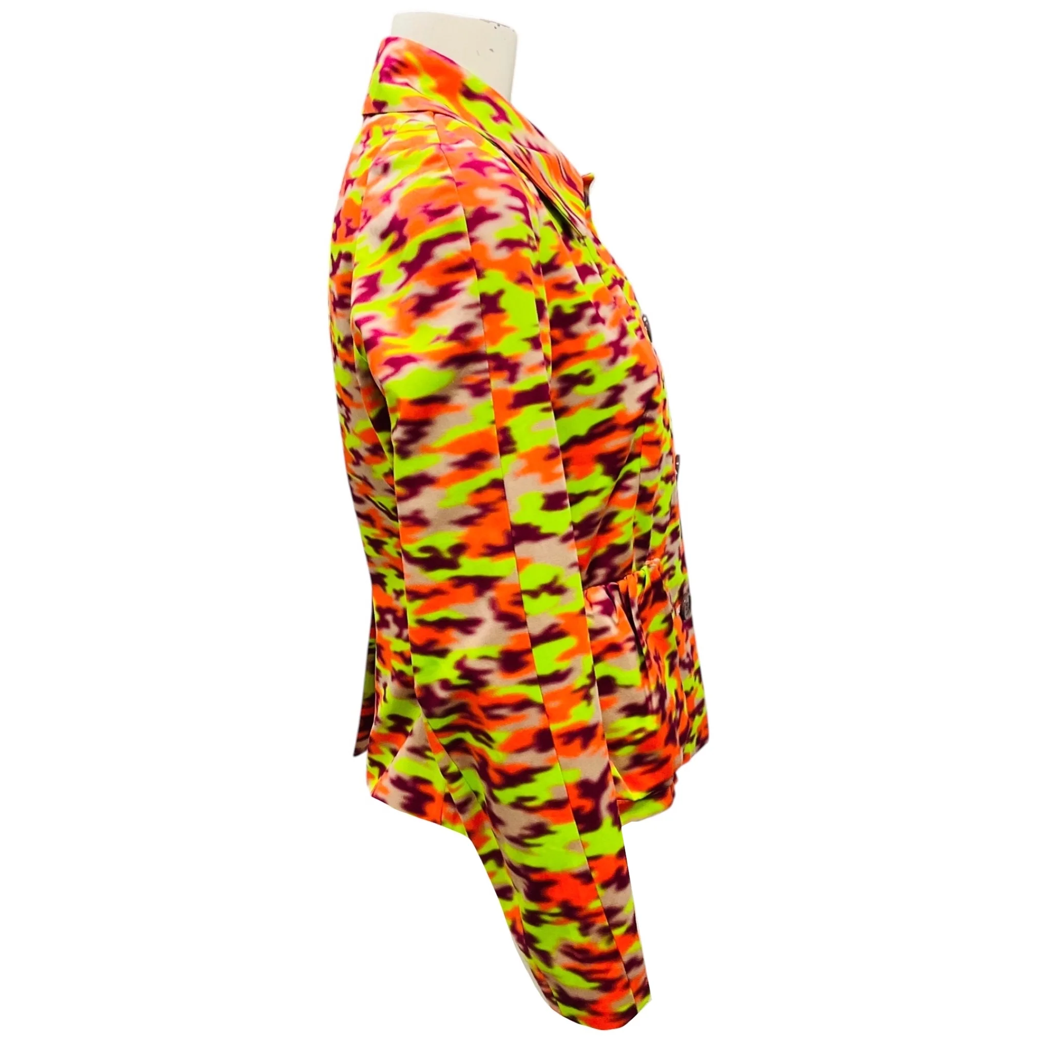 Dries Van Noten Lime Green / Burgundy / Orange Multi Printed Button Front Cotton Jacket - Image 2