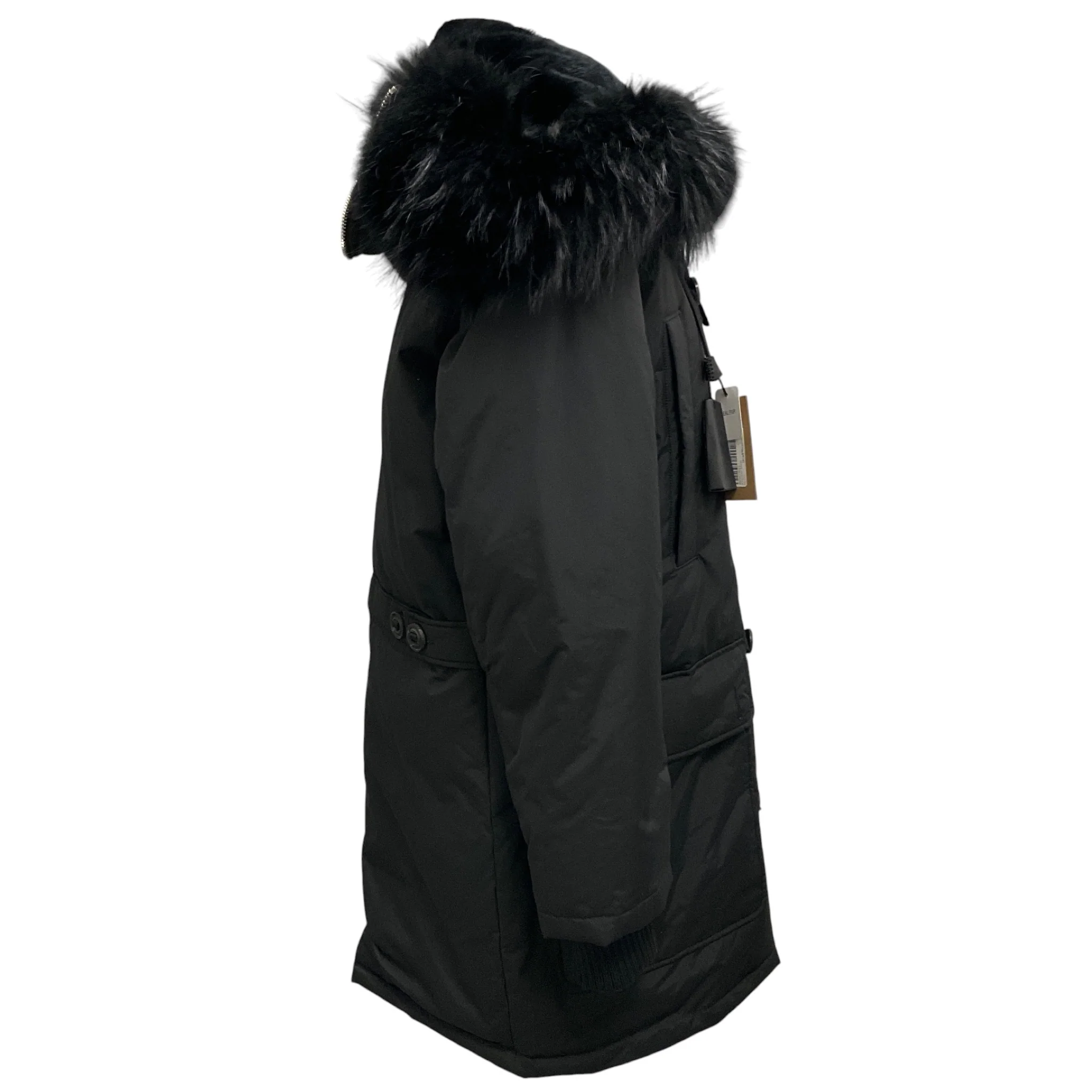 Dsquared2 Black Hooded Parka Coat with Fur - Image 2