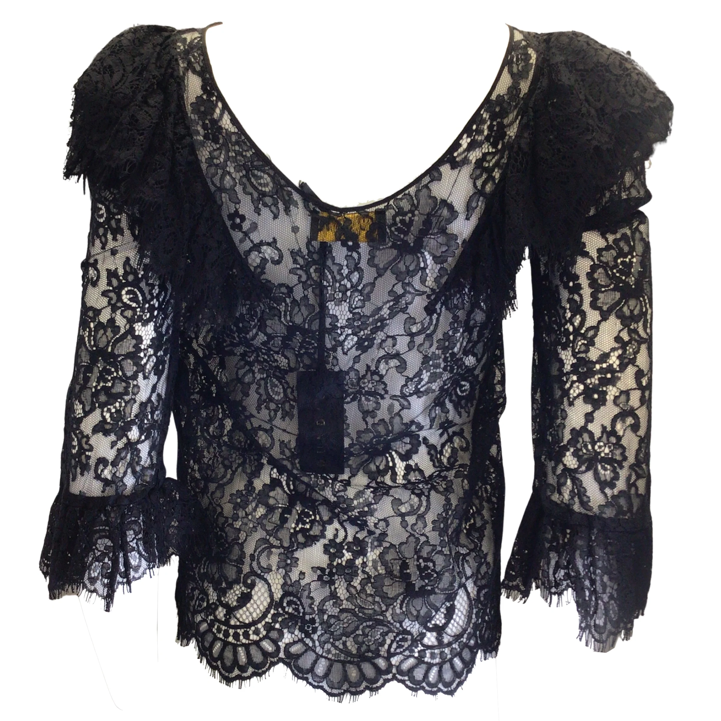 Dundas Black Long Sleeved Lace Blouse - Image 3