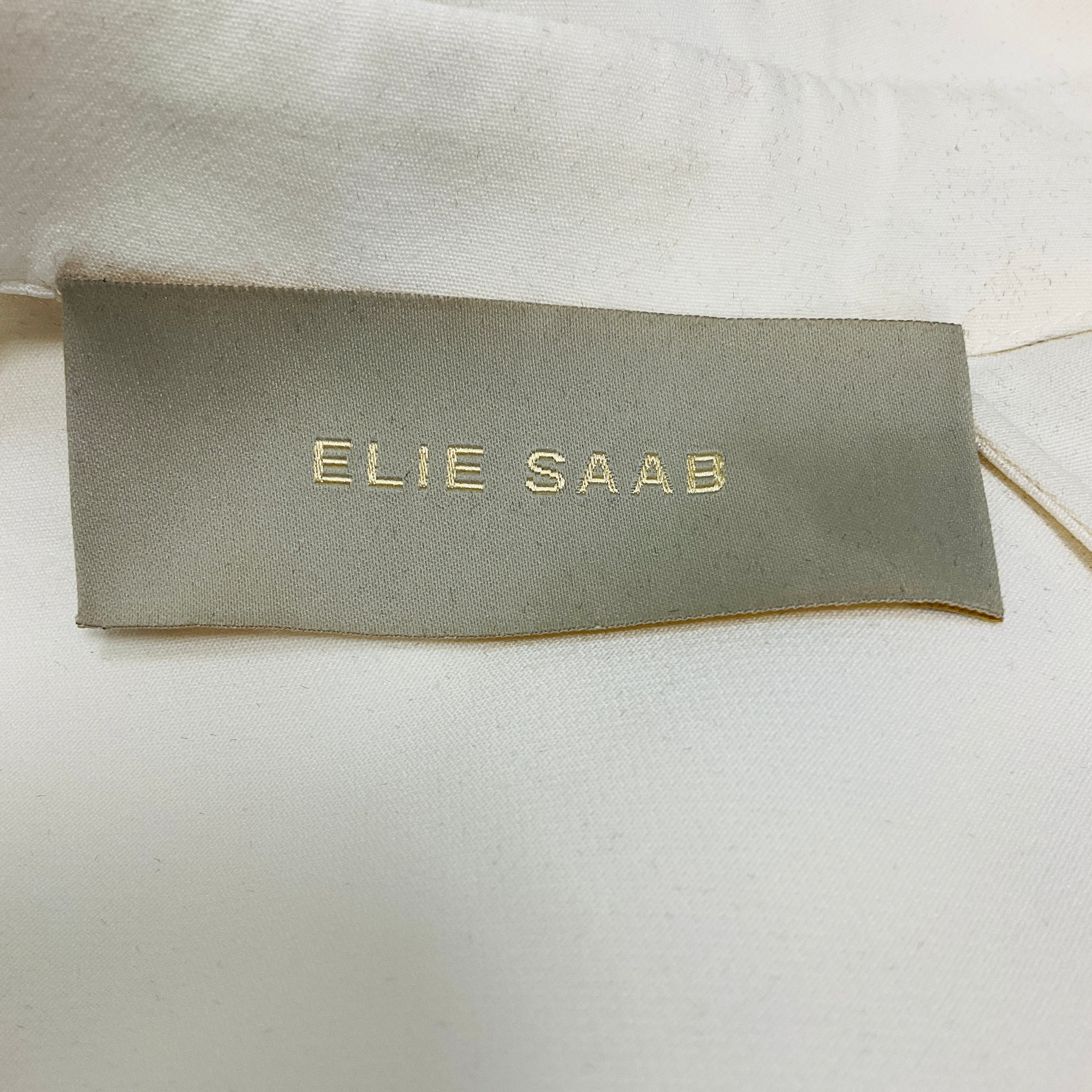 Elie Saab Ivory / Gold Hardware Short Sleeved Crepe Jumpsuit - Image 4