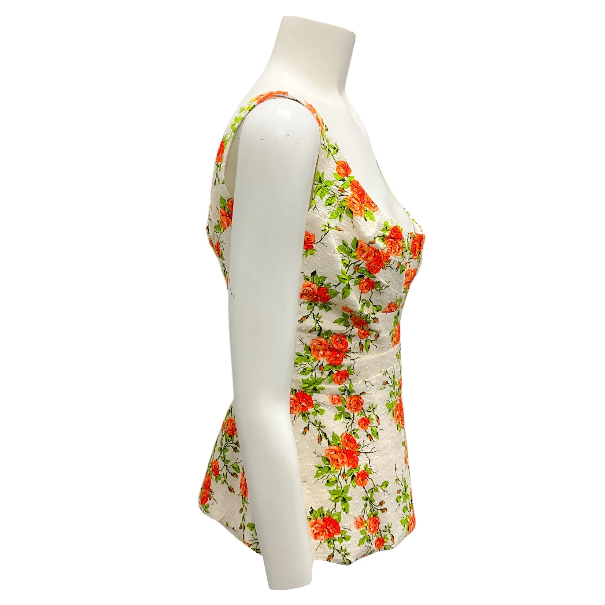 Emilia Wickstead White / Orange / Green Floral Sleeveless Top - Image 2