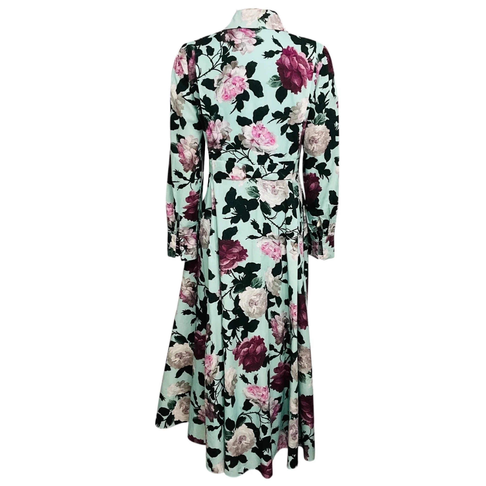 Erdem Light Blue / Purple Josianne Floral Print Cotton Midi Dress - Image 3