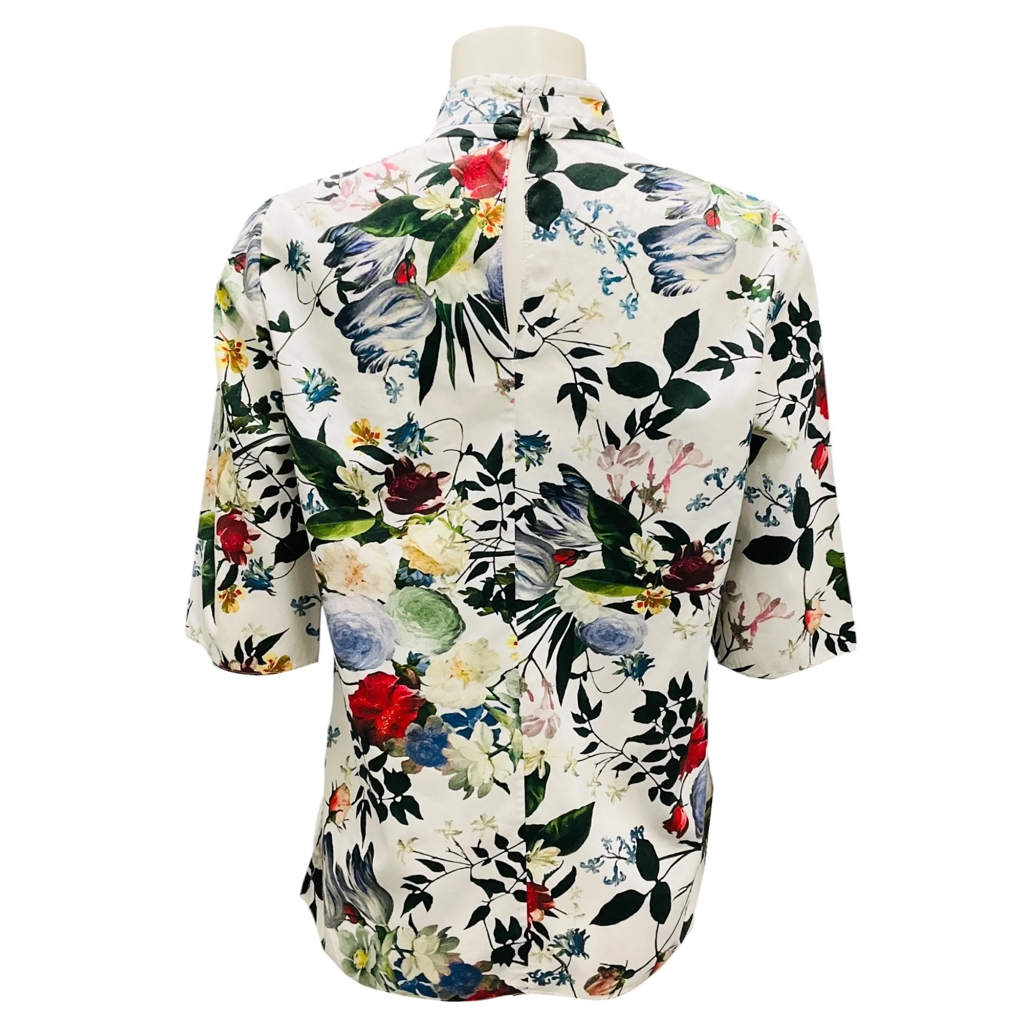 Erdem White Multi Floral Short Sleeved Blouse - Image 3