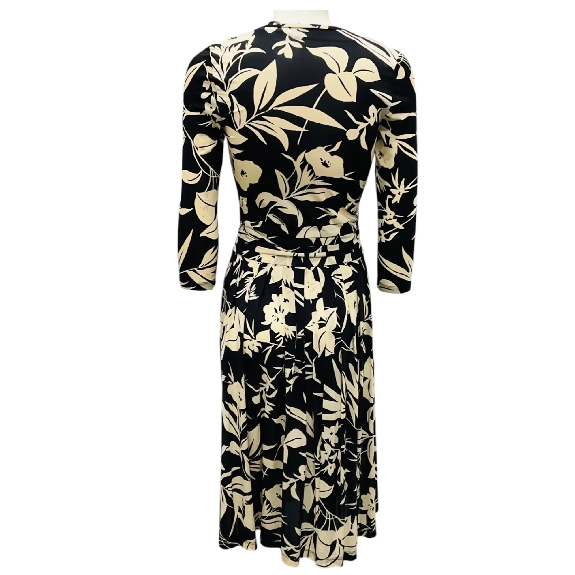 Etro Black / Beige Floral Printed Jersey Stretch Midi Dress - Image 3