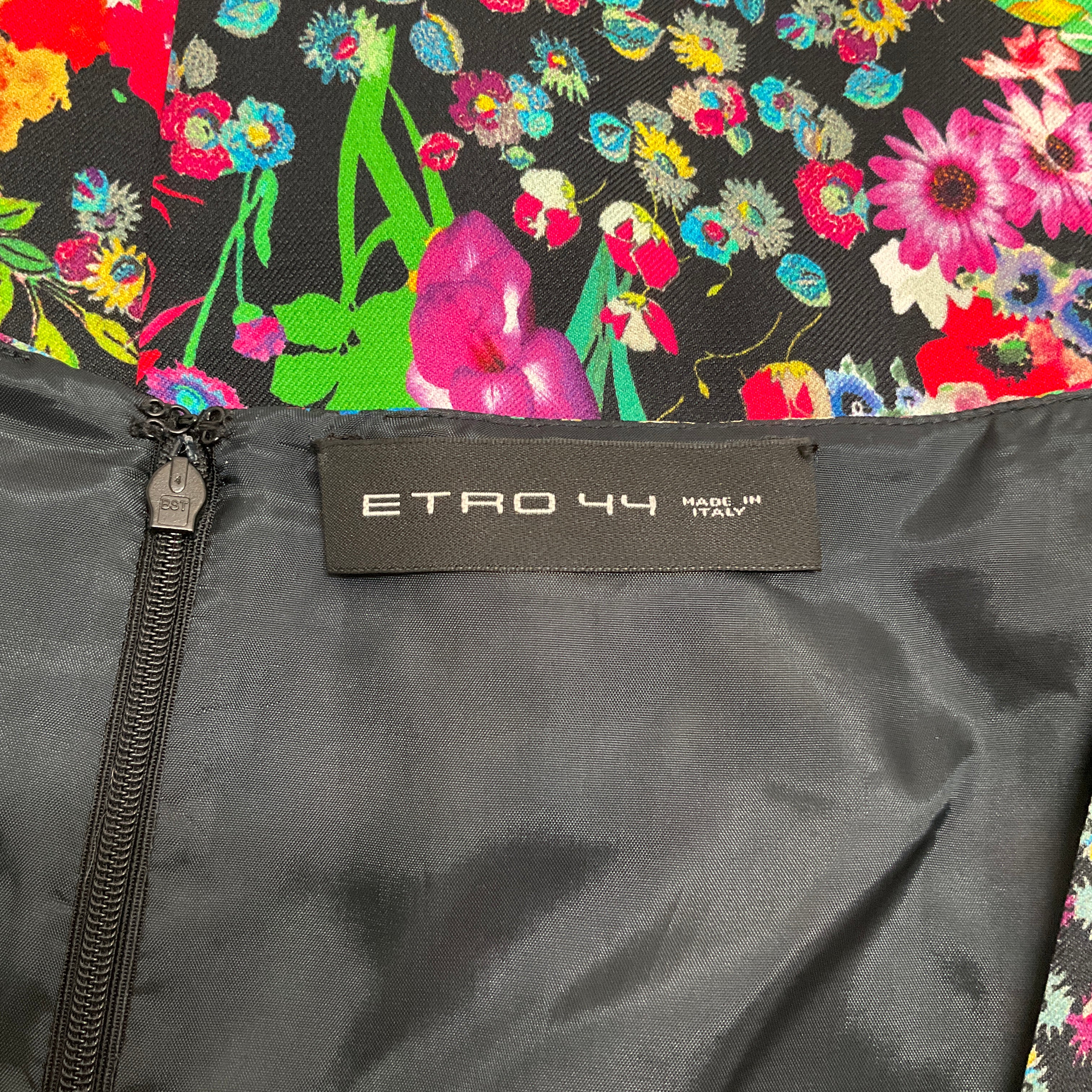 Etro Black Multi Floral Ruched Dress - Image 4