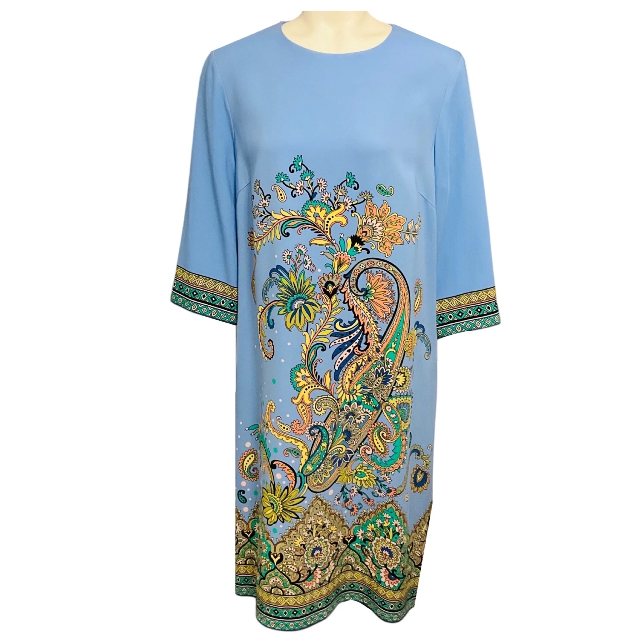 Etro Blue Floral Paisley Print Crepe Midi Dress