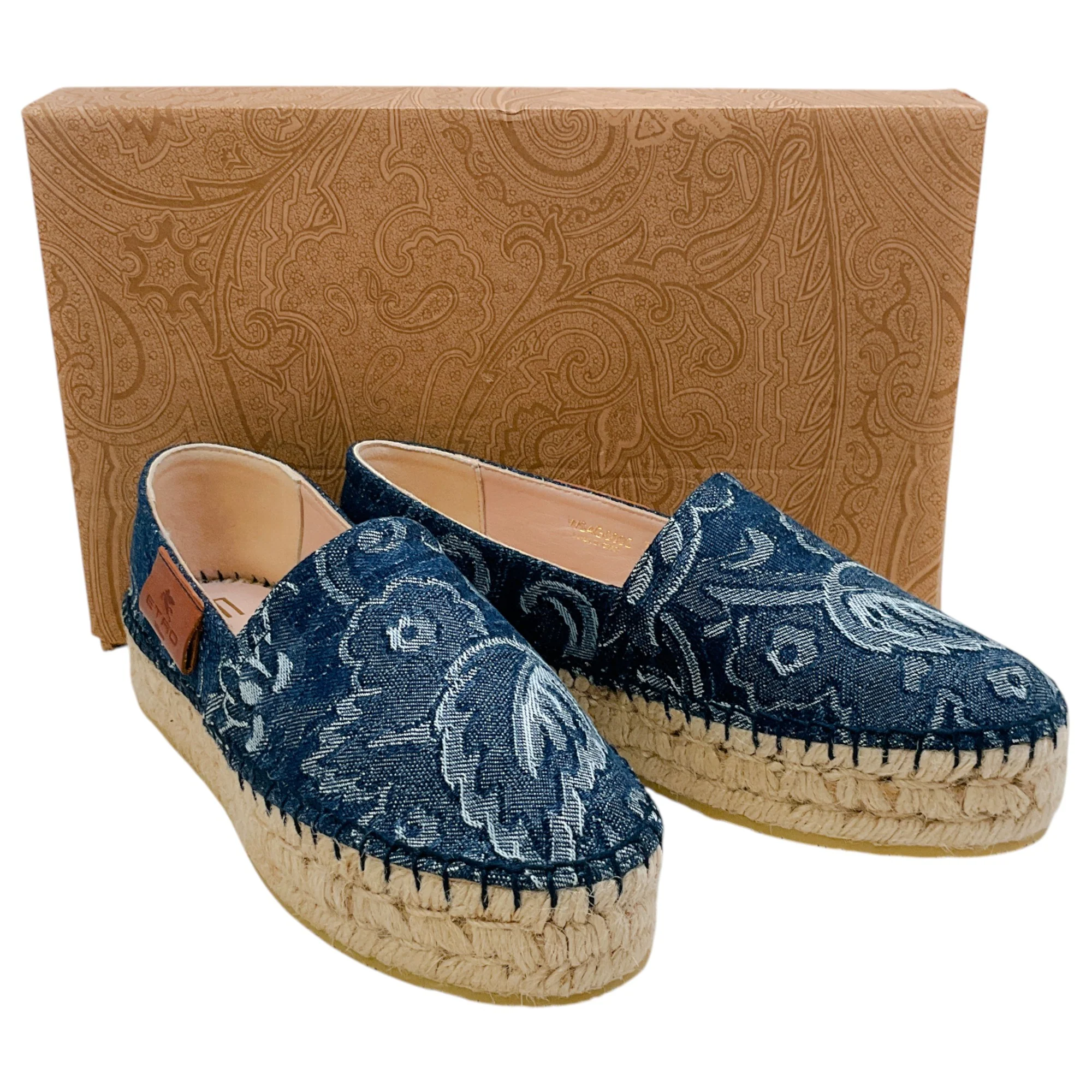 Etro Dark Blue Floral Denim Espadrilles - Image 6