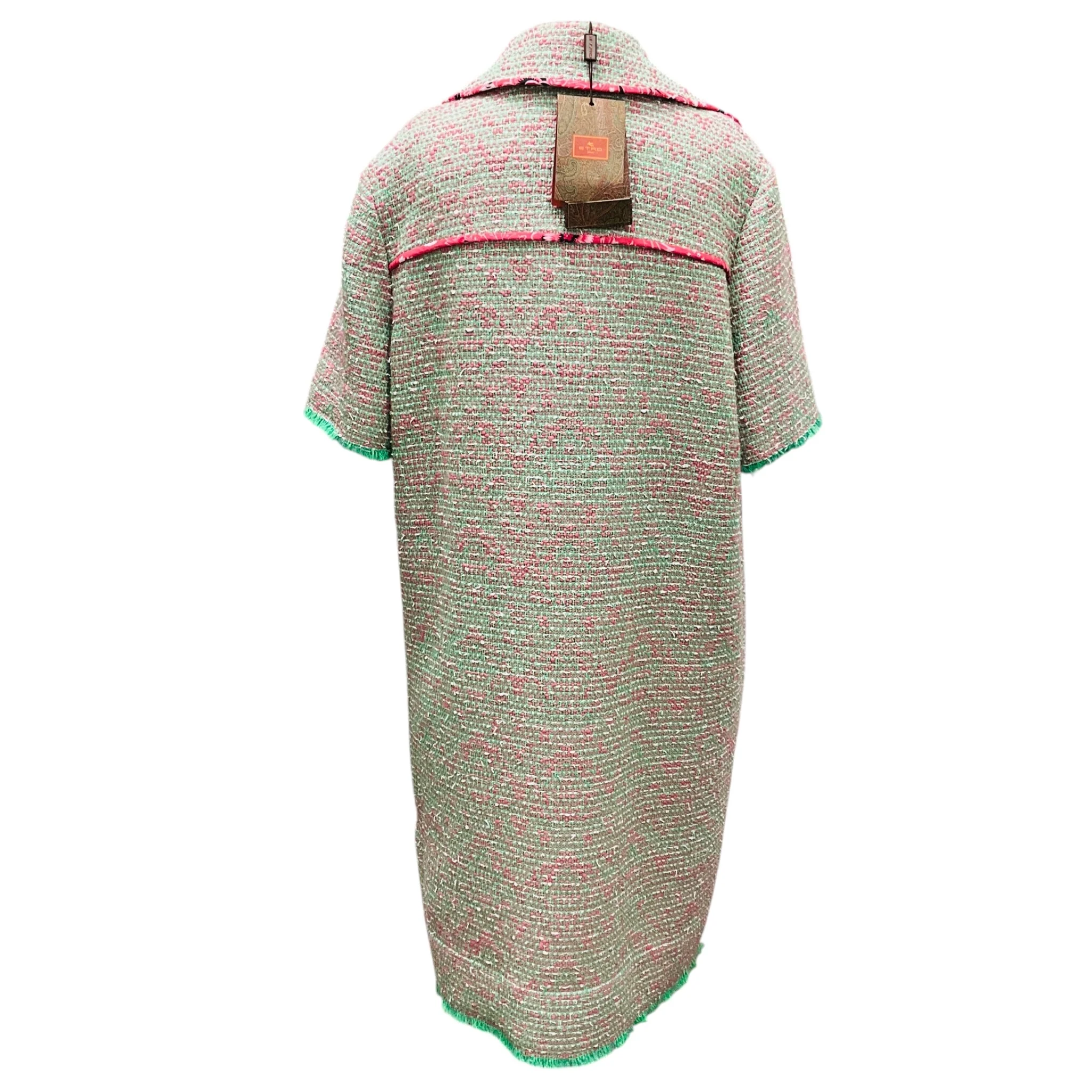 Etro Green / Pink Wool and Cotton Tweed Polo Dress - Image 3