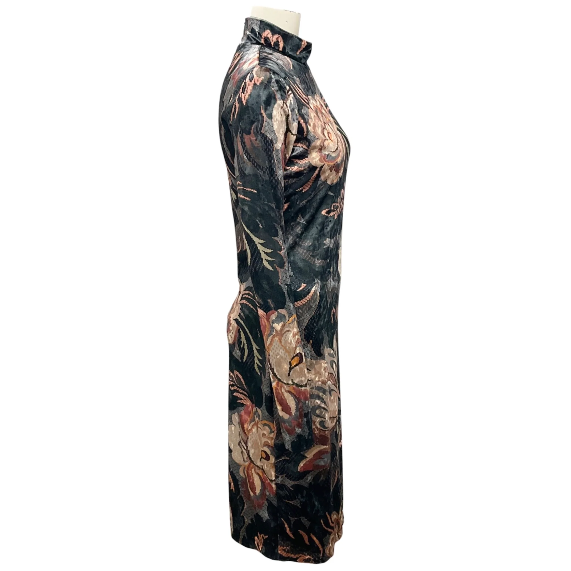 Etro Grey Multi 2024 Floral Printed Stretch Chenille Midi Dress - Image 2
