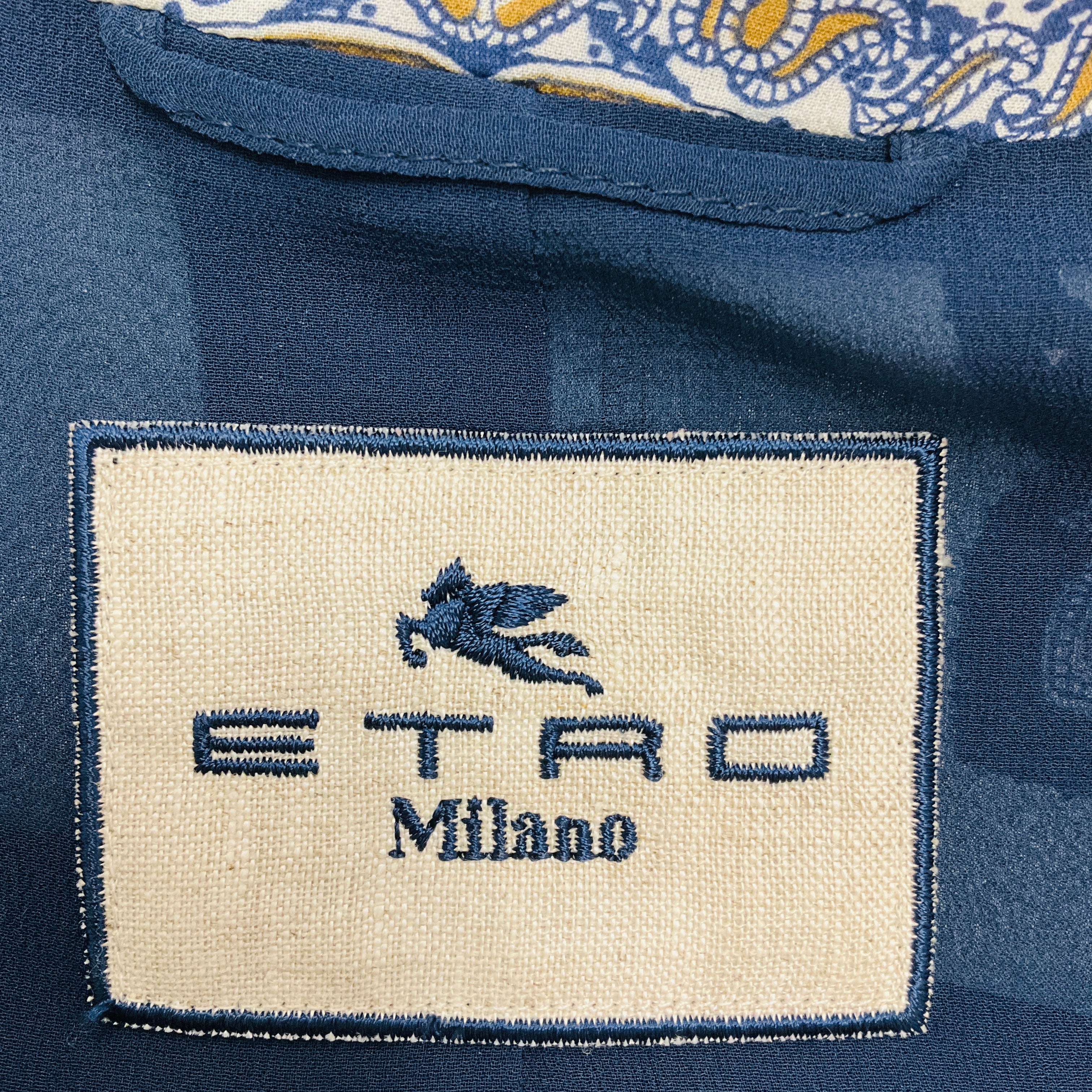 Etro Light Blue / Navy Multi Paisley Printed Silk Blazer - Image 4