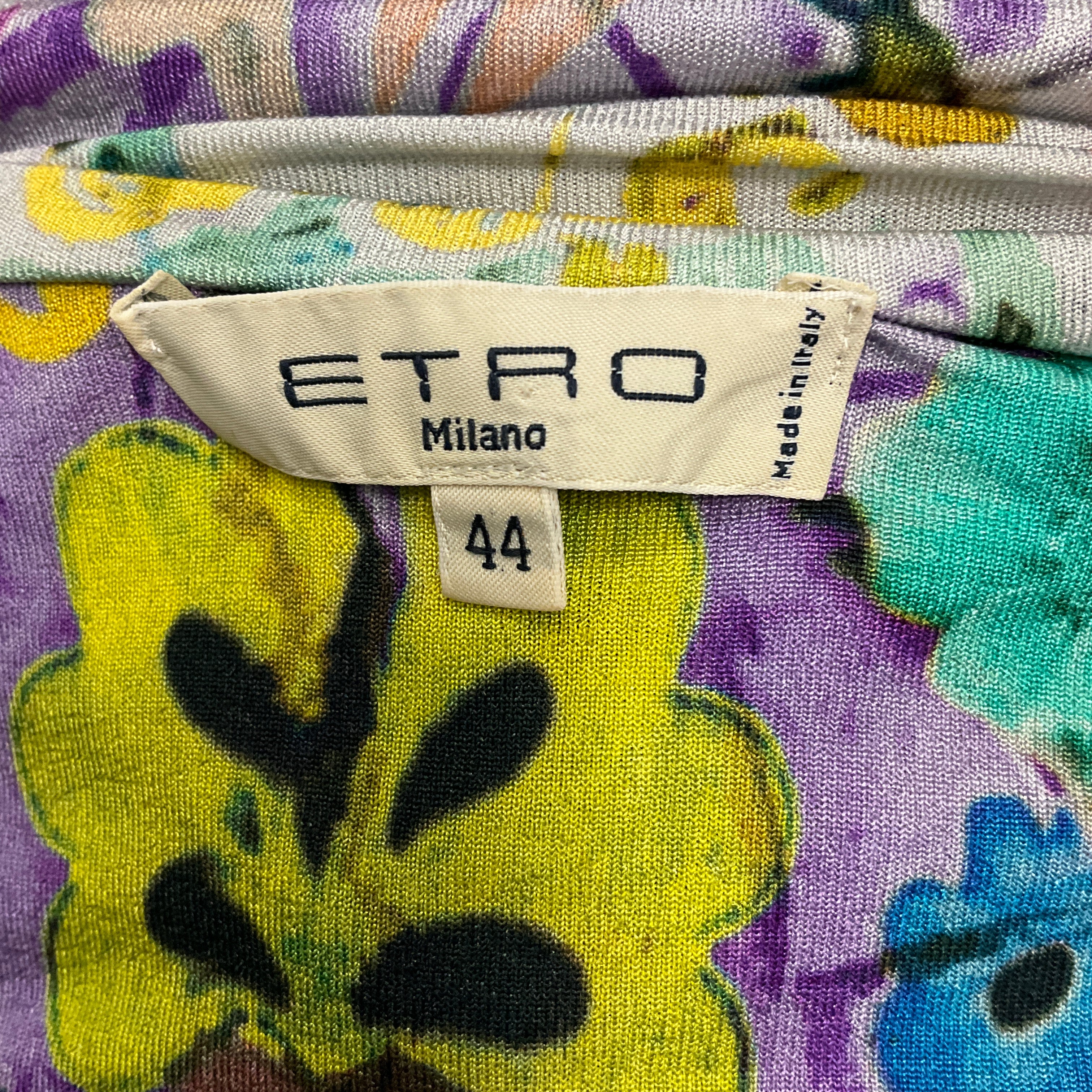 Etro Purple / Green Multi Printed Sleeveless Stretch Jersey Dress - Image 4