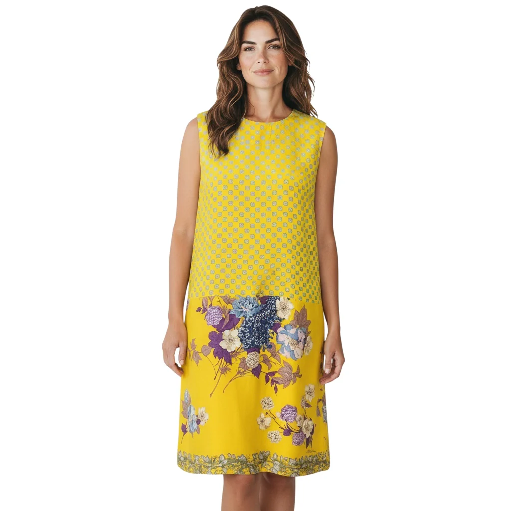 Etro Yellow Multi Floral Printed Sleeveless Silk Dress - Image 5