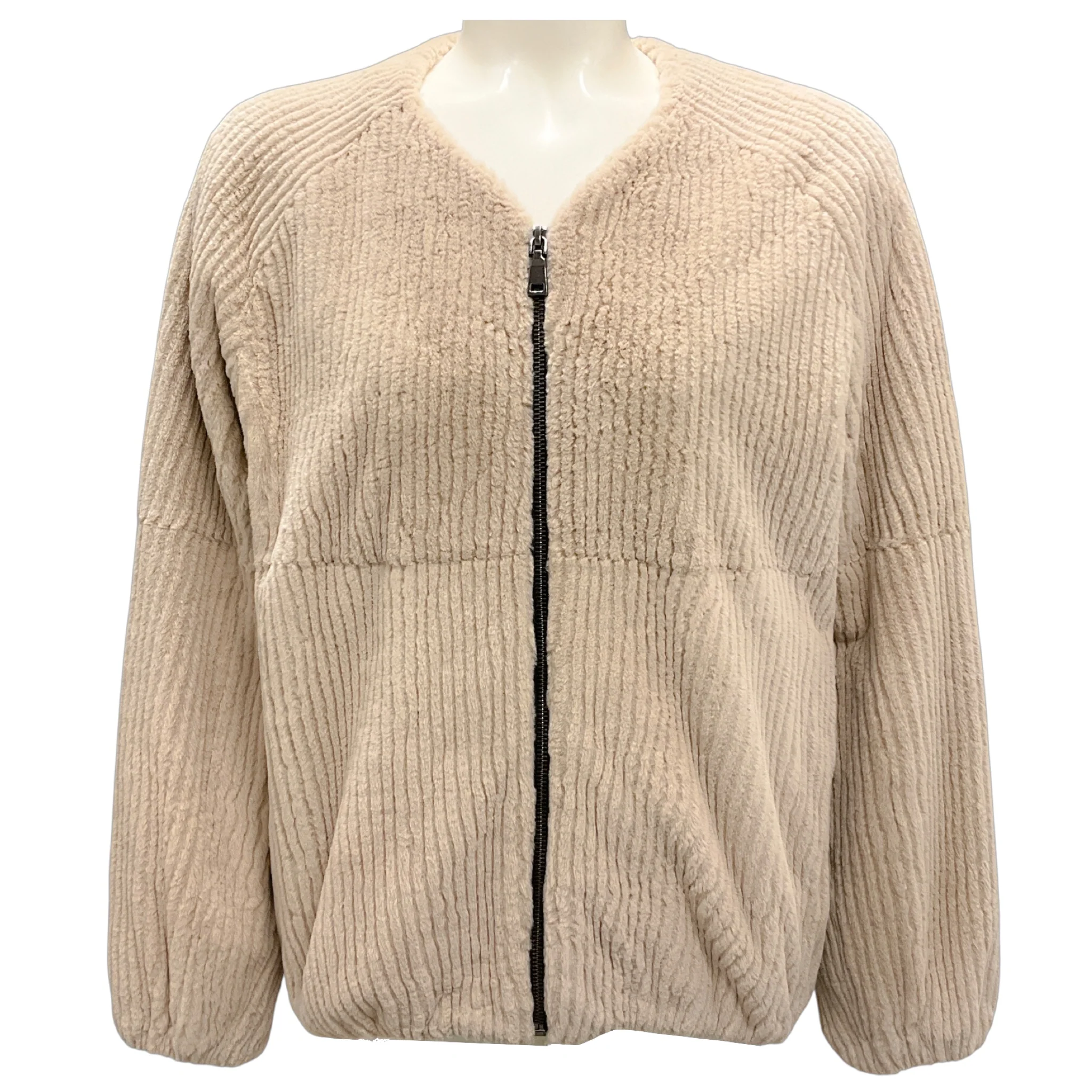 Fleurette Vague Rabbit Fur Full Zip Jacket