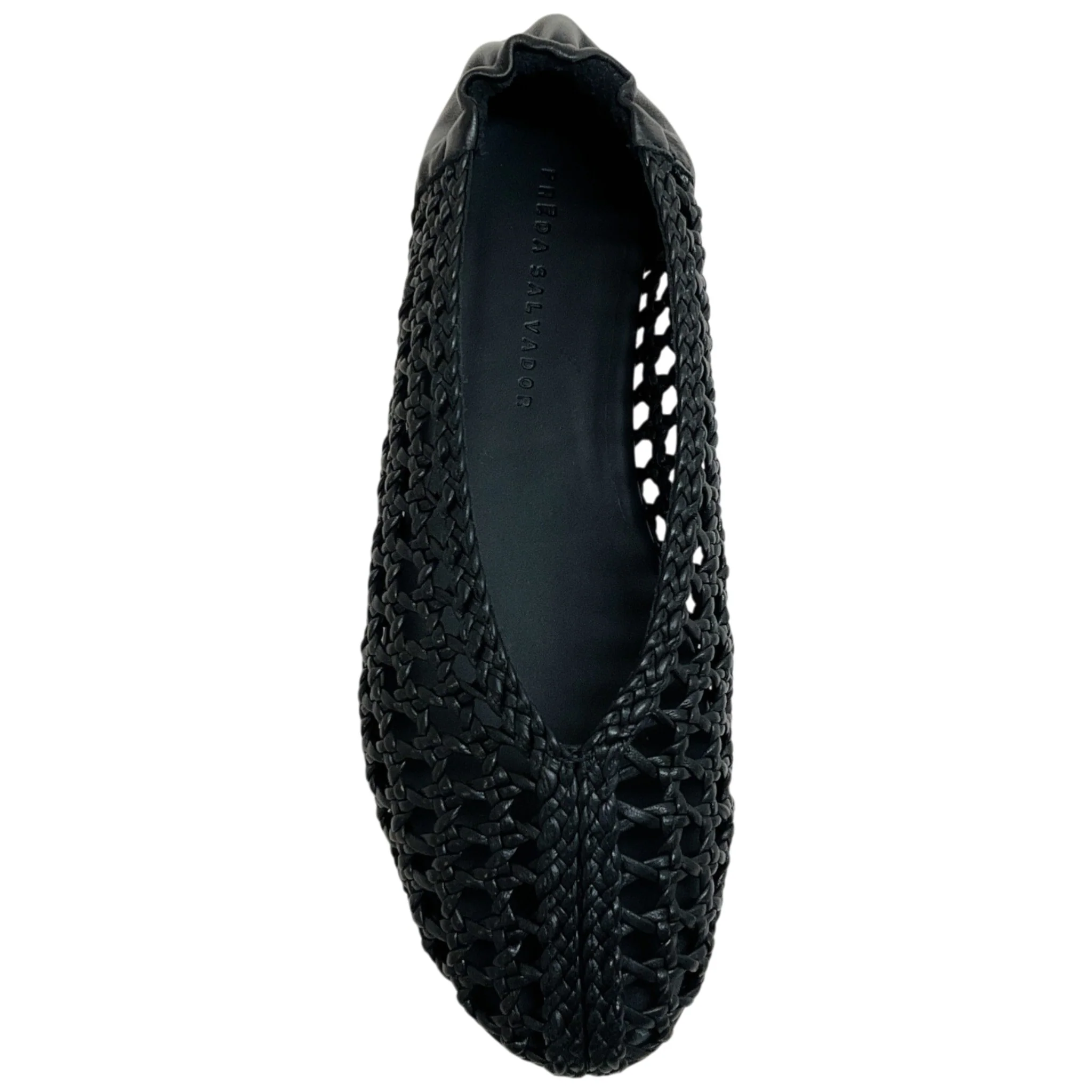 Freda Salvador Black Leather Riley Woven Round Toe Flats - Image 4