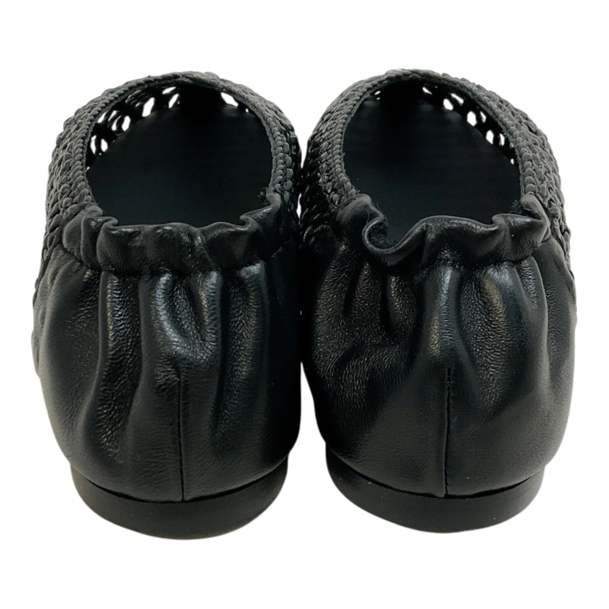 Freda Salvador Black Leather Riley Woven Round Toe Flats - Image 5