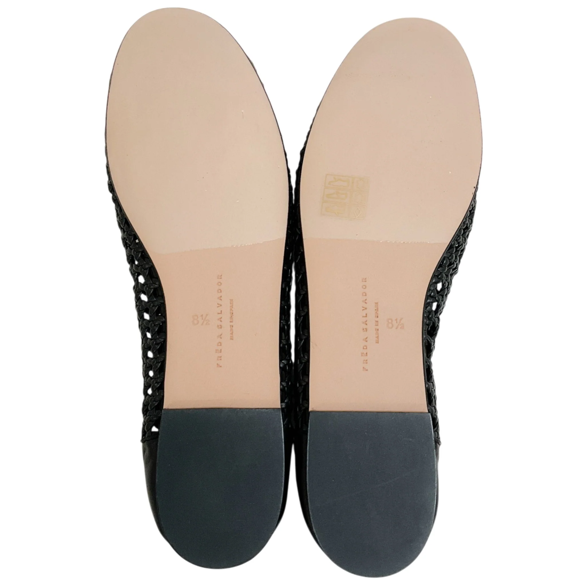 Freda Salvador Black Leather Riley Woven Round Toe Flats - Image 9