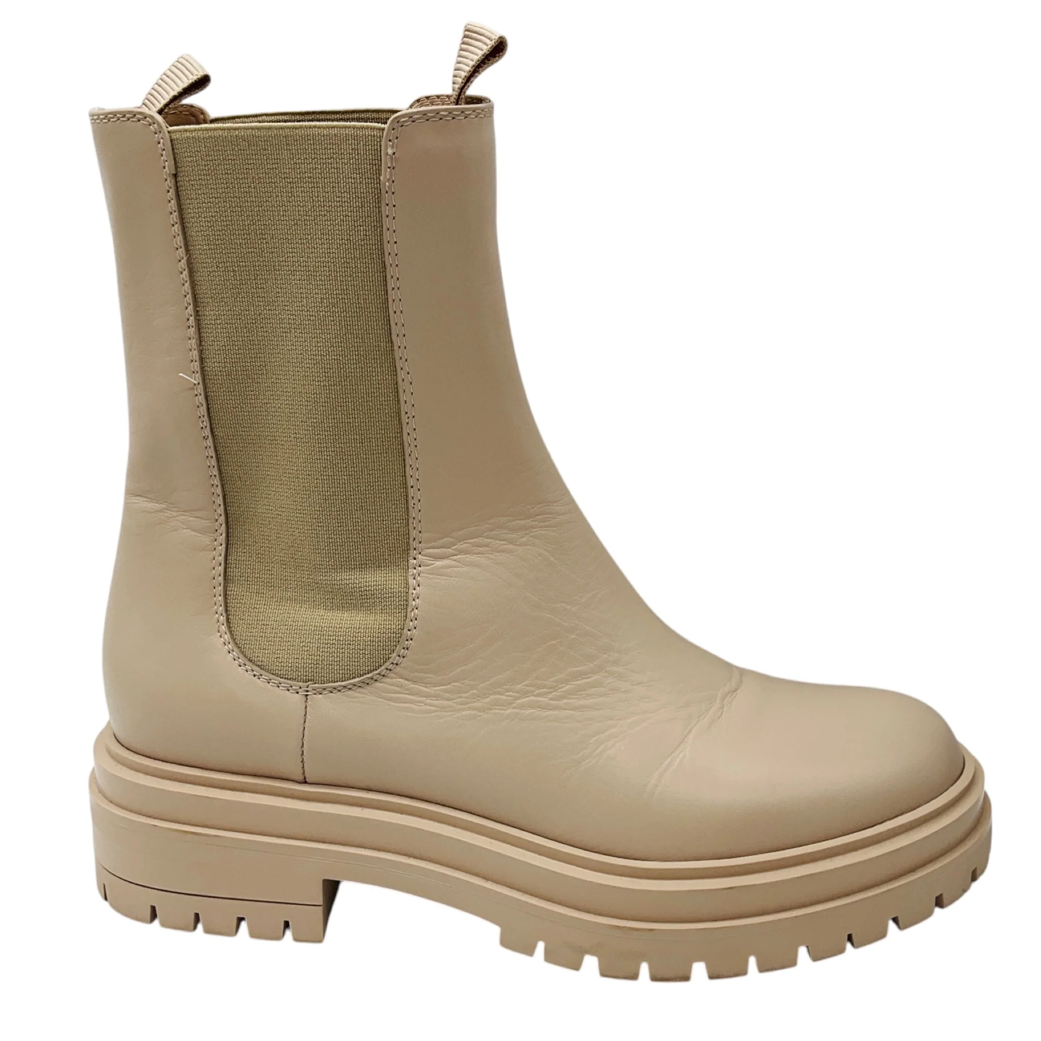 Gianvito Rossi Beige Leather Lug Sole Pull On Ankle Boots - Image 2