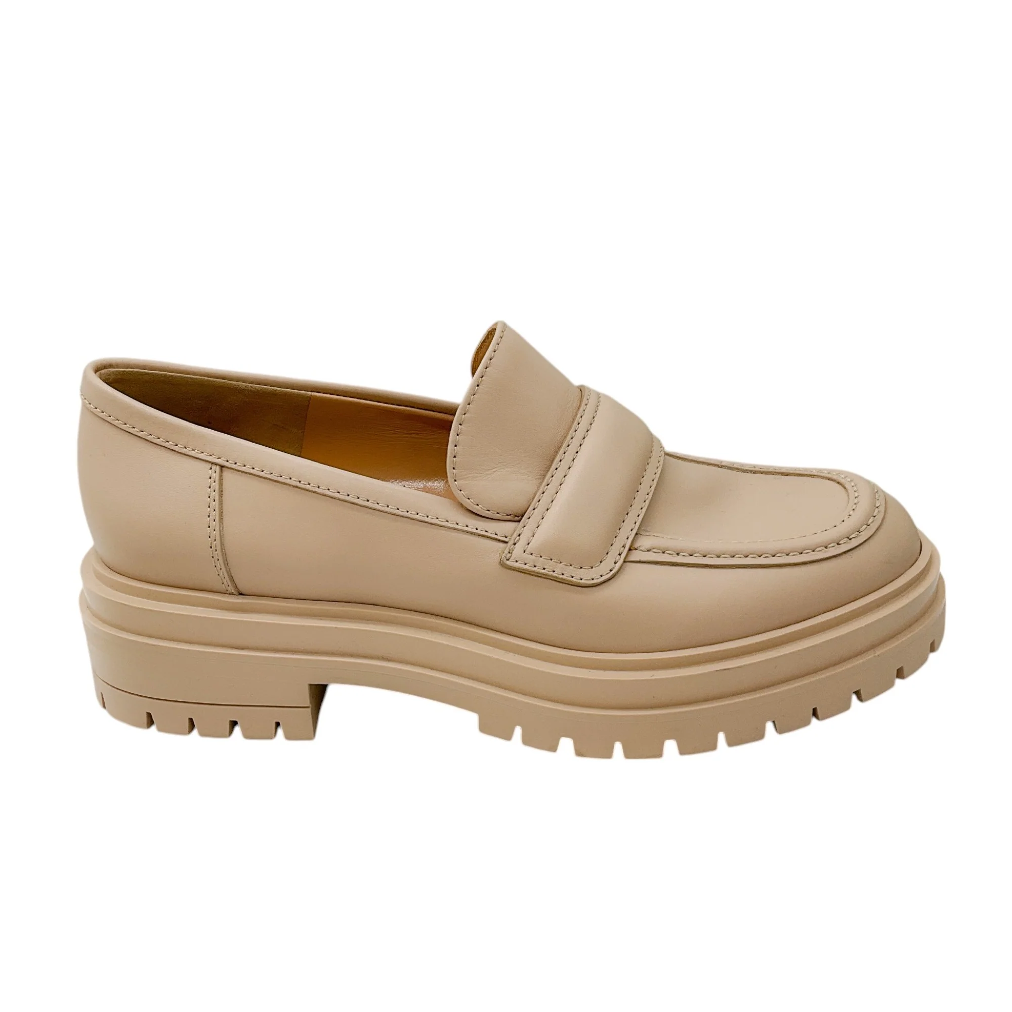 Gianvito Rossi Beige Lug Sole Leather Argo Loafers - Image 2