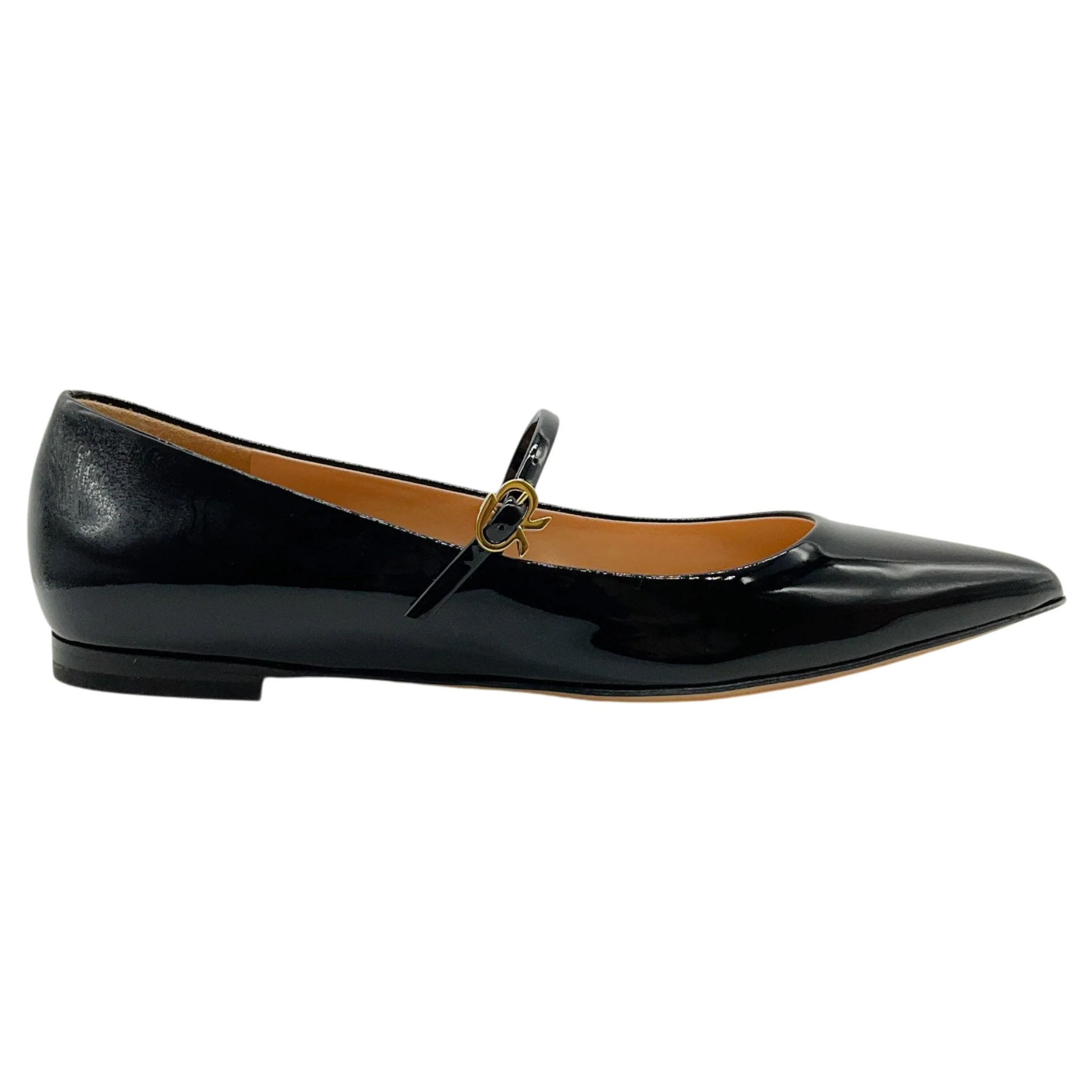 Gianvito Rossi Black Patent Leather Ribbon Jane Flats - Image 2