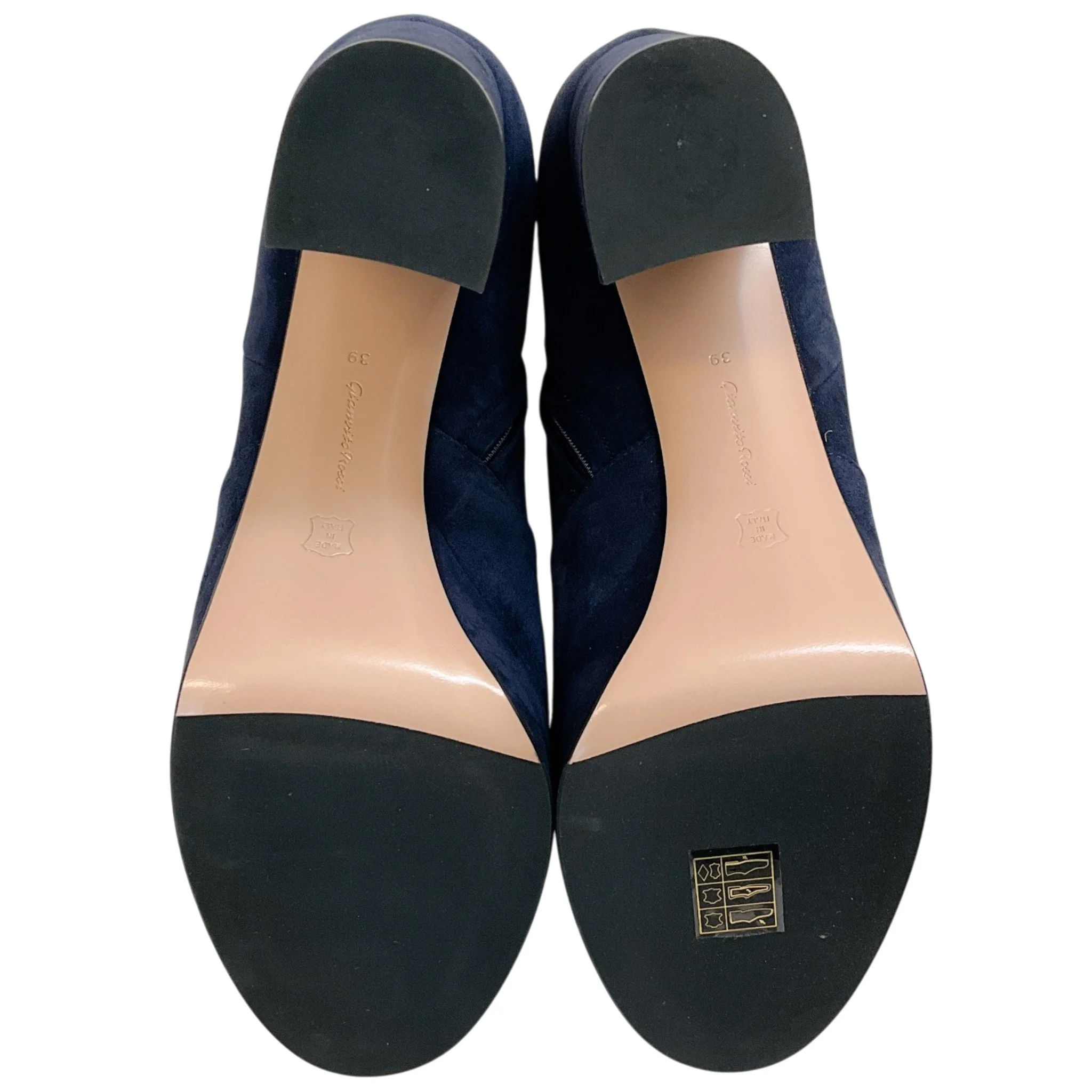 Gianvito Rossi Blue Denim Suede Portree Platform Booties - Image 8