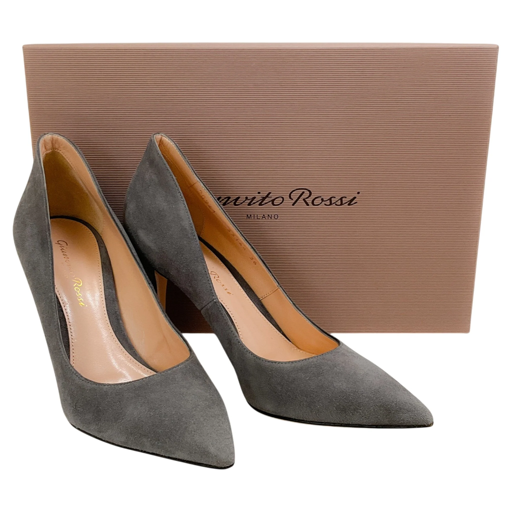 Gianvito Rossi Grey Suede Ellipsis 85 Pumps - Image 6
