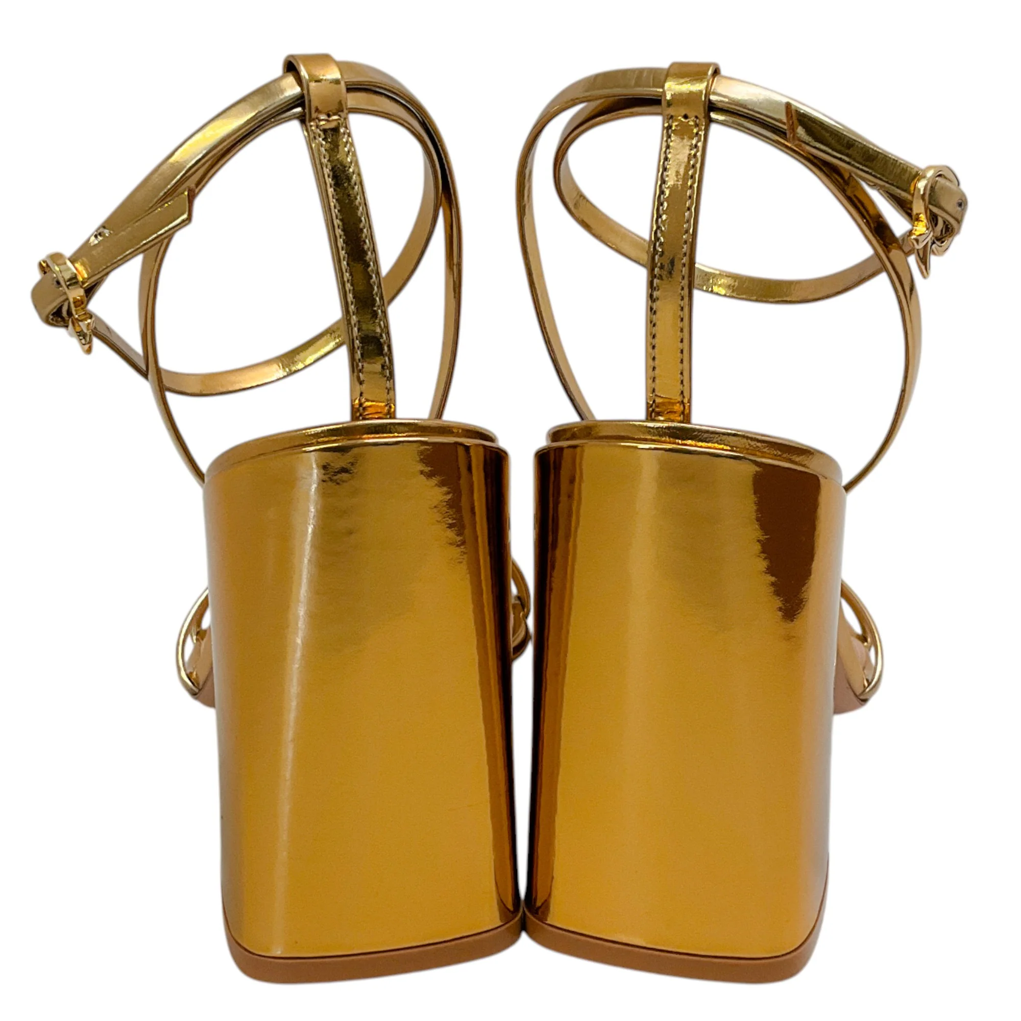Gianvito Rossi Mekong Gold Leather Square Toe Ankle Strap Sandals - Image 5