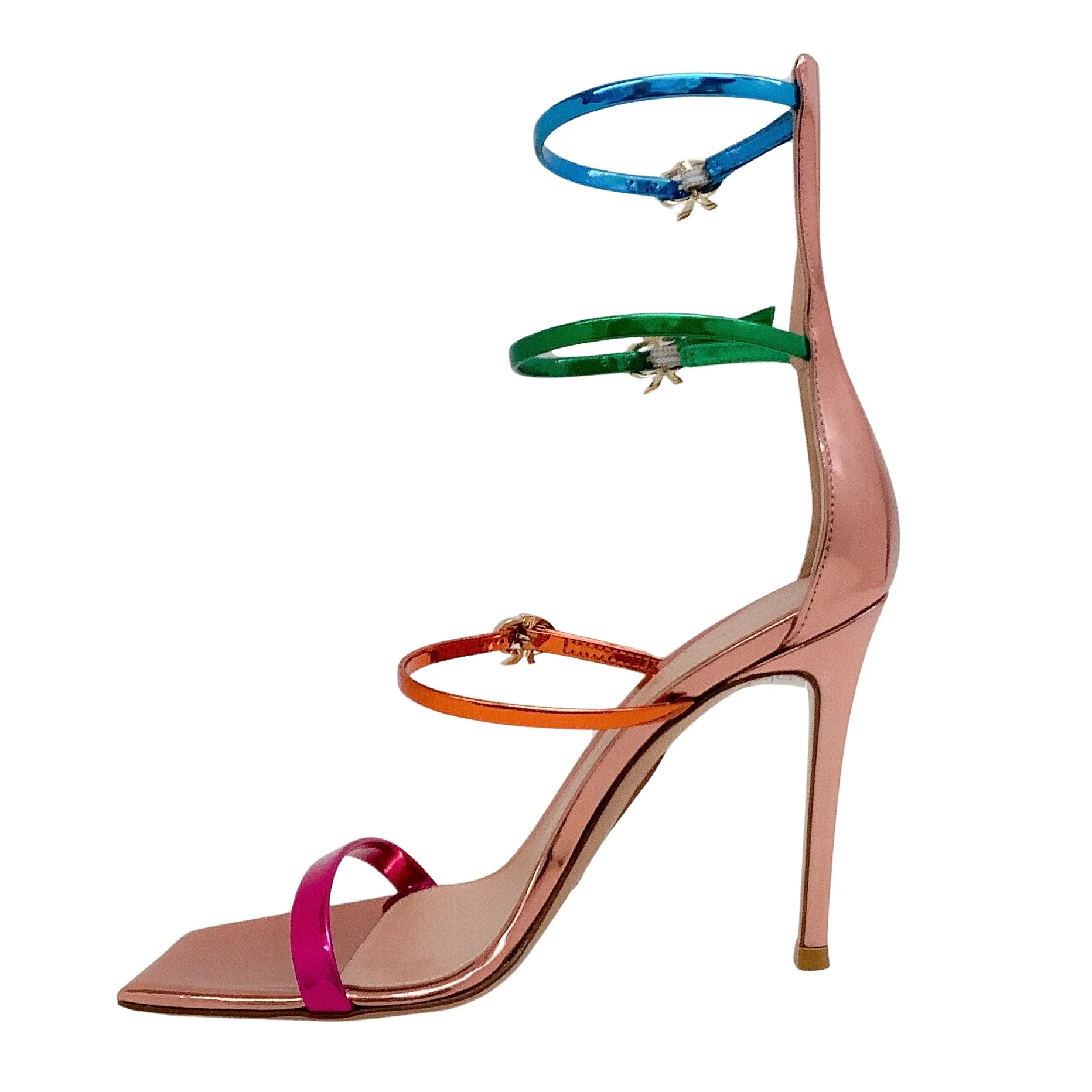 Gianvito Rossi Multi Metallic Ribbon Uptown Sandals - Image 3